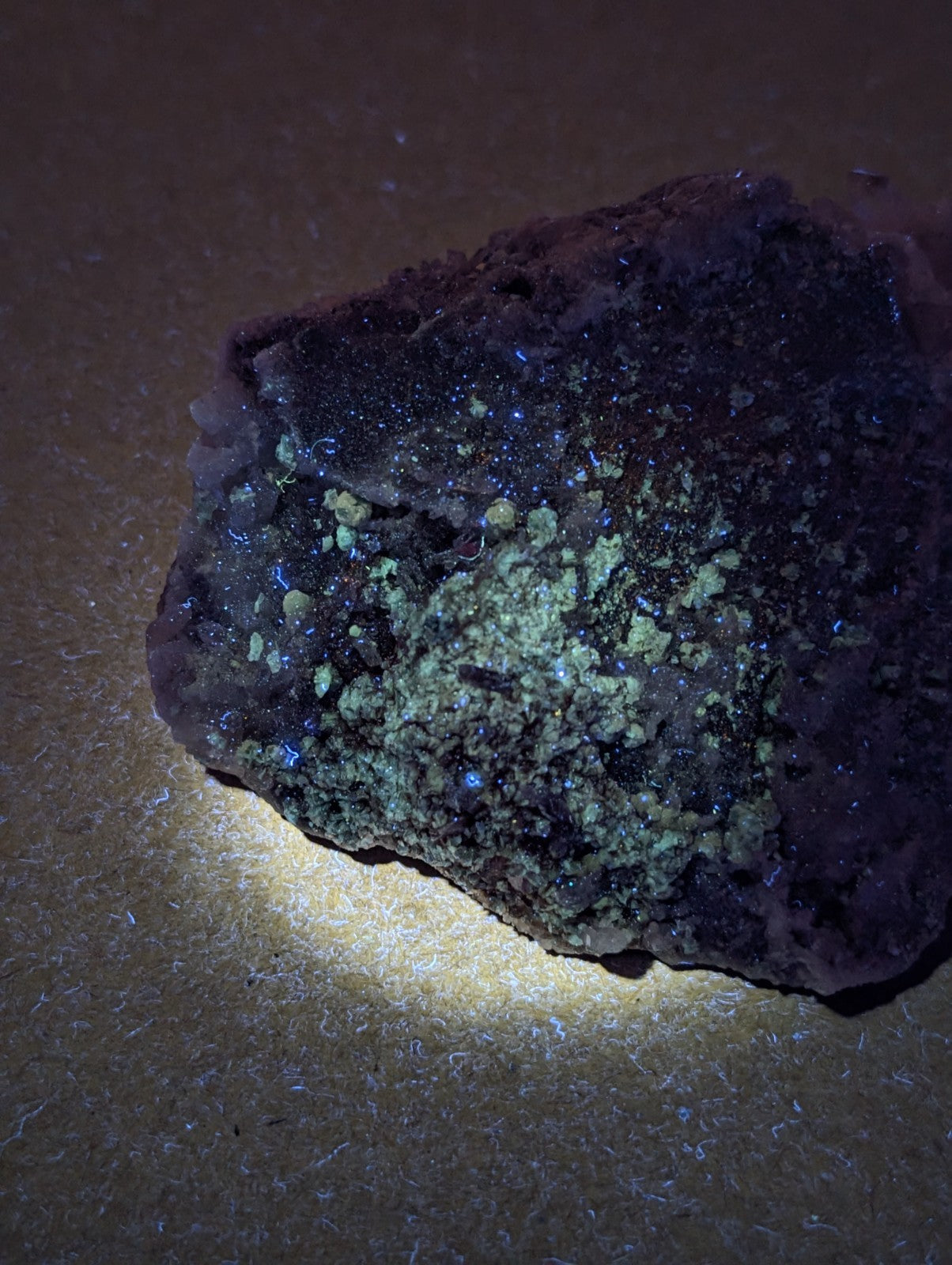 Blue-Green Cookeite on Quartz, Saline County, Arkansas, Old Stock, UV Reactive