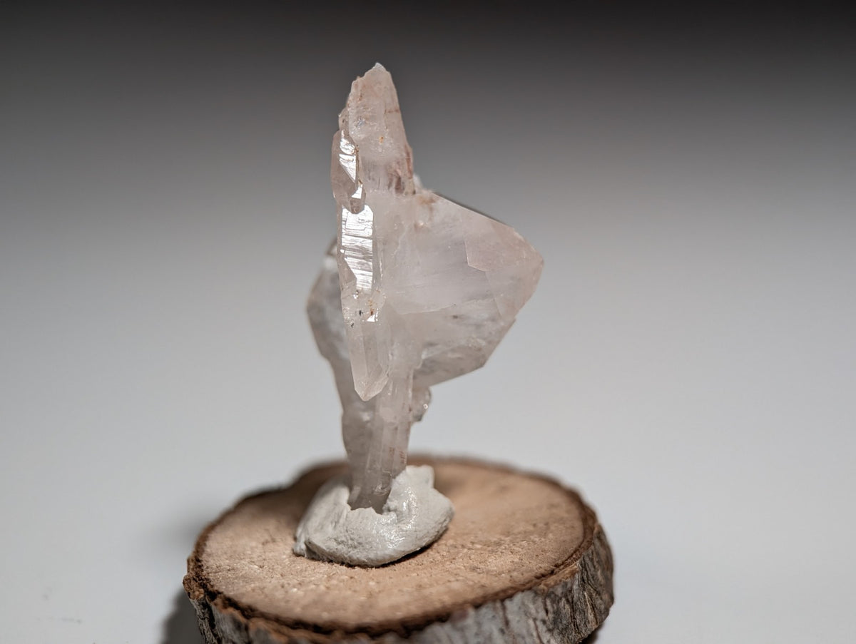 Faden Quartz, w/ Unique Growth, Montgomery County, Arkansas, + wood base