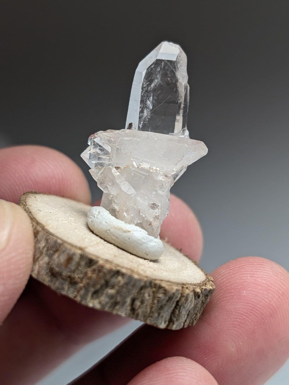 Set of 3 Unique Quartz, Old Stock, Montgomery County, Arkansas, w/ wood bases