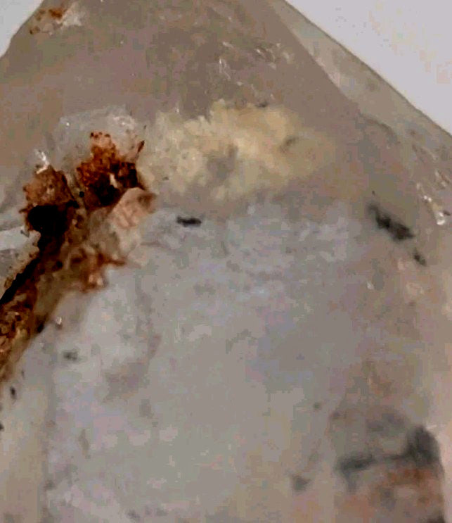 A+ Nacrite Phantom Quartz, Old Stock, Montgomery County, Arkansas, w/ wood base