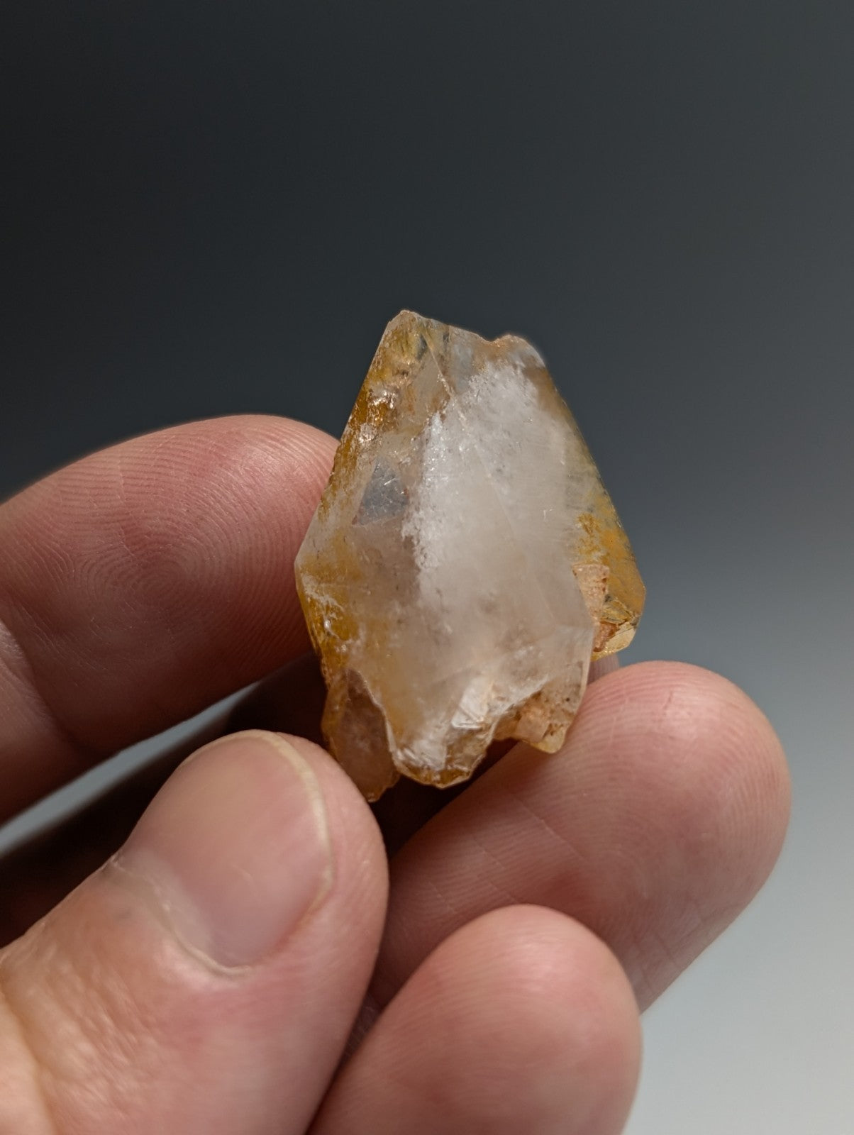 Adularia on Quartz Crystal Point, Double Terminated, Garland County, Arkansas
