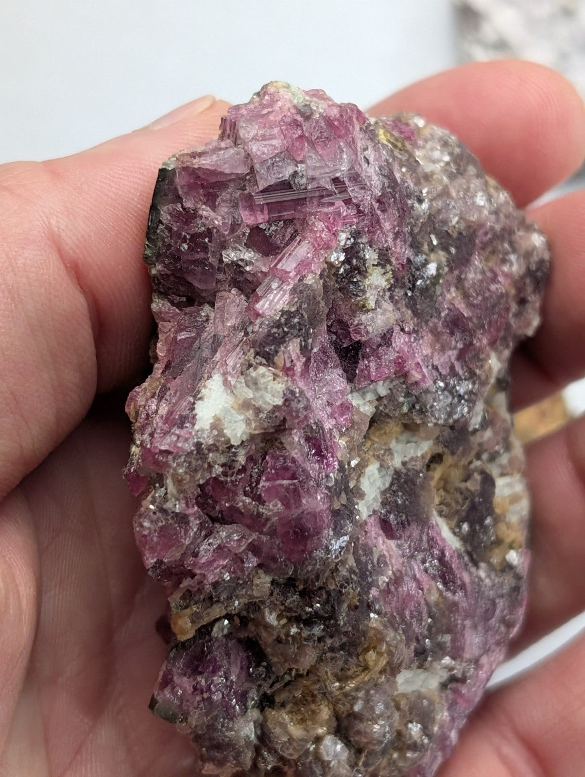 Amethyst, Tourmaline, Apatite, Pyrophyllite, Lepidolite, Flat of 9 OOAK Minerals