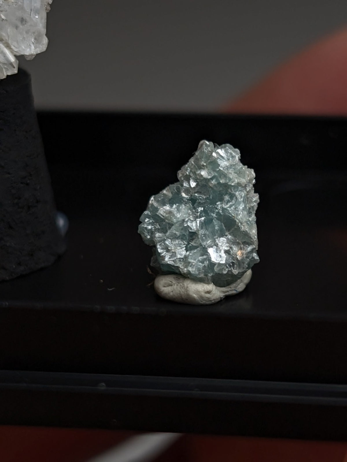Set of Blue-Green Cookeite + Quartz, Saline County, Arkansas, Old Stock, + case