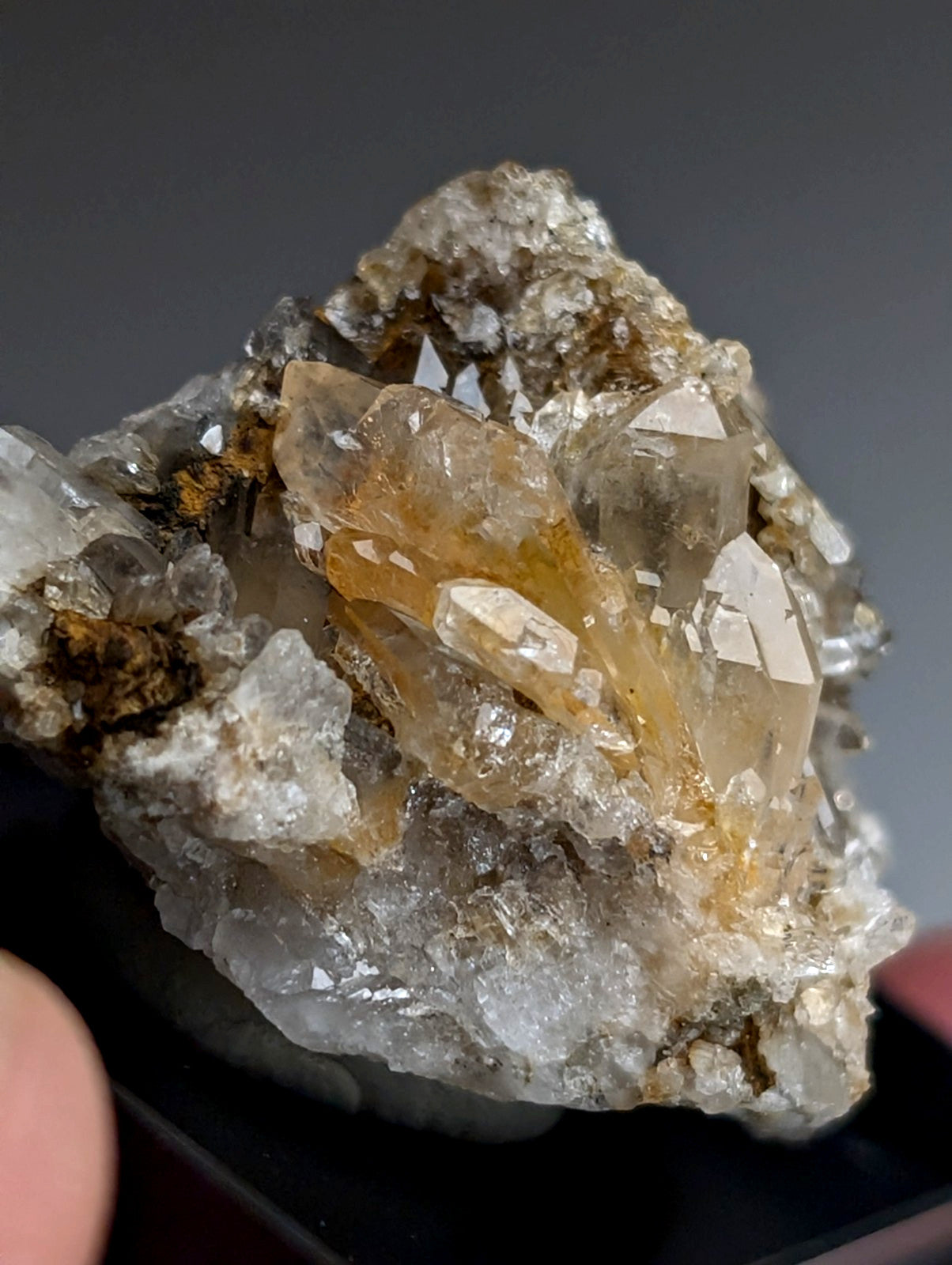 Quartz Crystal Cluster, w/ photo case/mount,  Saline County, Arkansas, Old Stock