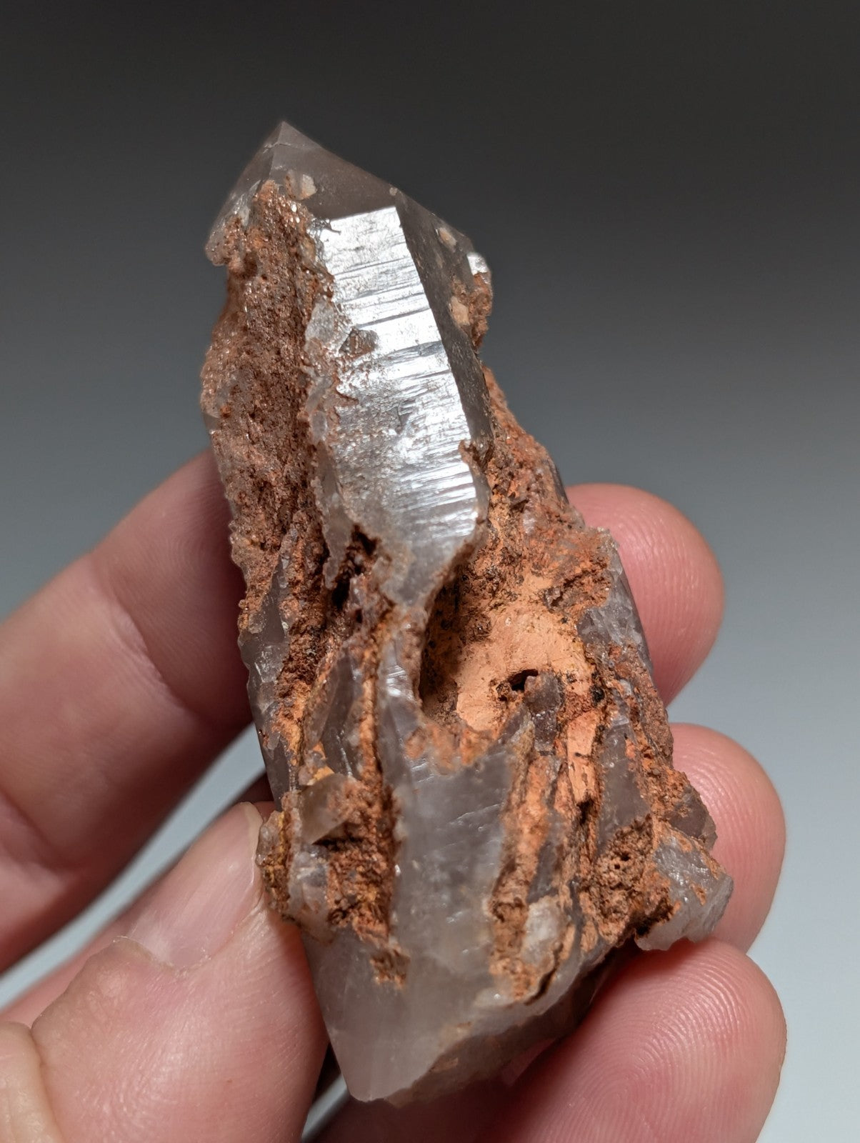 Smoky Growth Interference Quartz Crystal Point, Montgomery County, Arkansas
