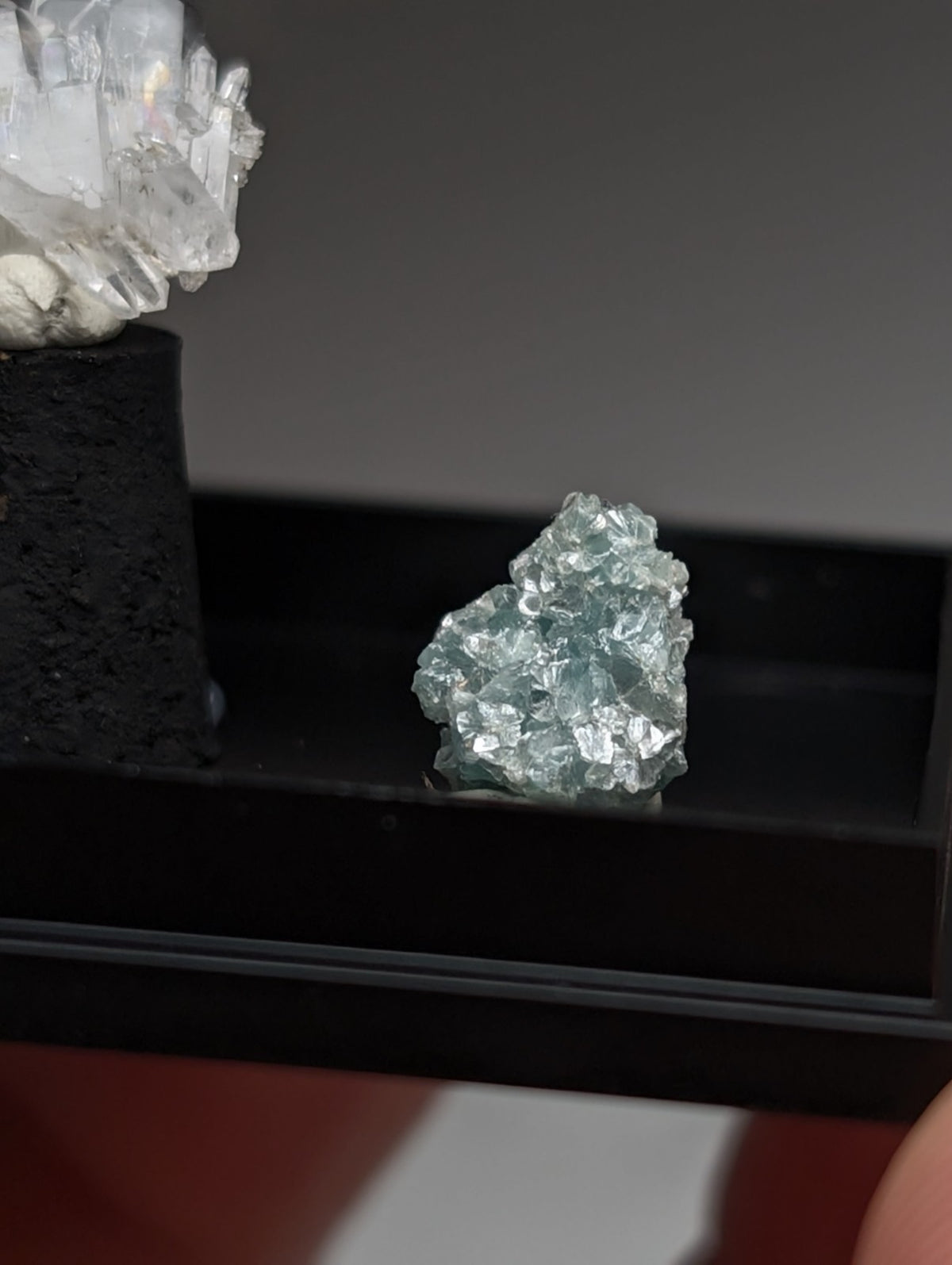 Set of Blue-Green Cookeite + Quartz, Saline County, Arkansas, Old Stock, + case