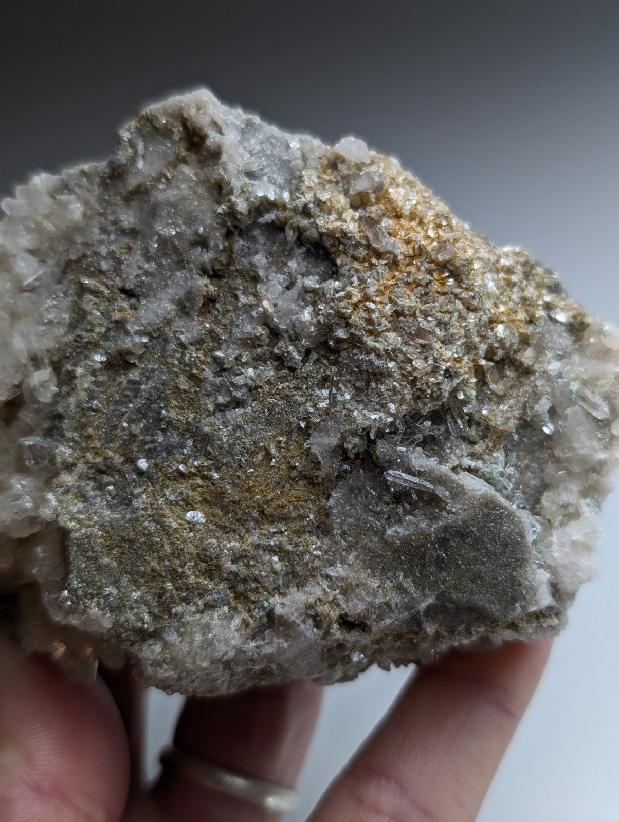 Blue-Green Cookeite on Quartz, Saline County, Arkansas, Old Stock, UV Reactive
