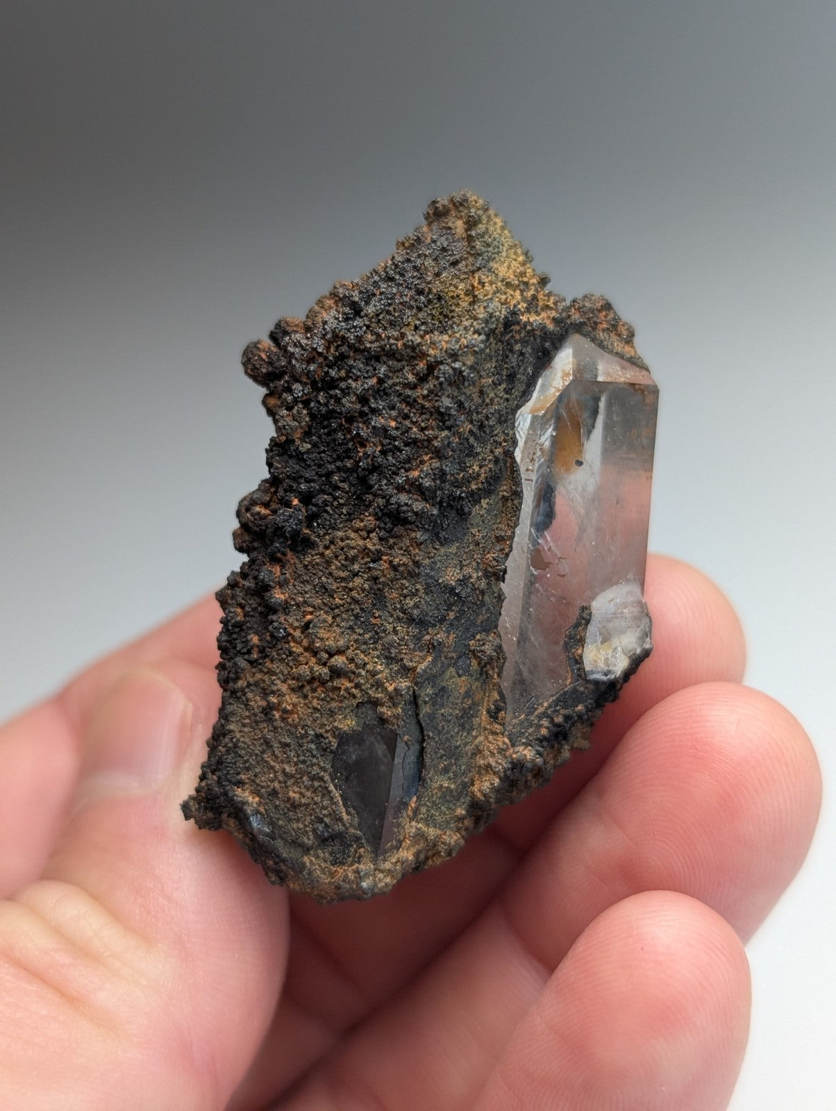 VERY Unique Goethite-capped Quartz Crystal, Montgomery County, Arkansas, USA