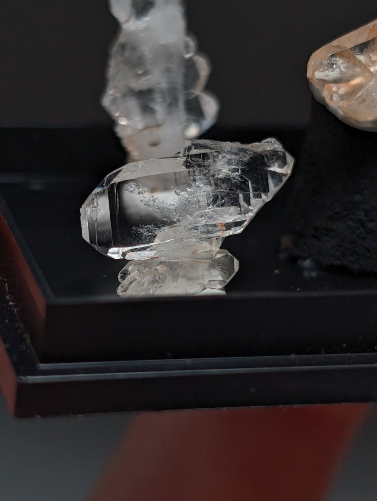 Set of 5 Faden Quartz Crystals, w/ photo case/mount, Montgomery County, Arkansas