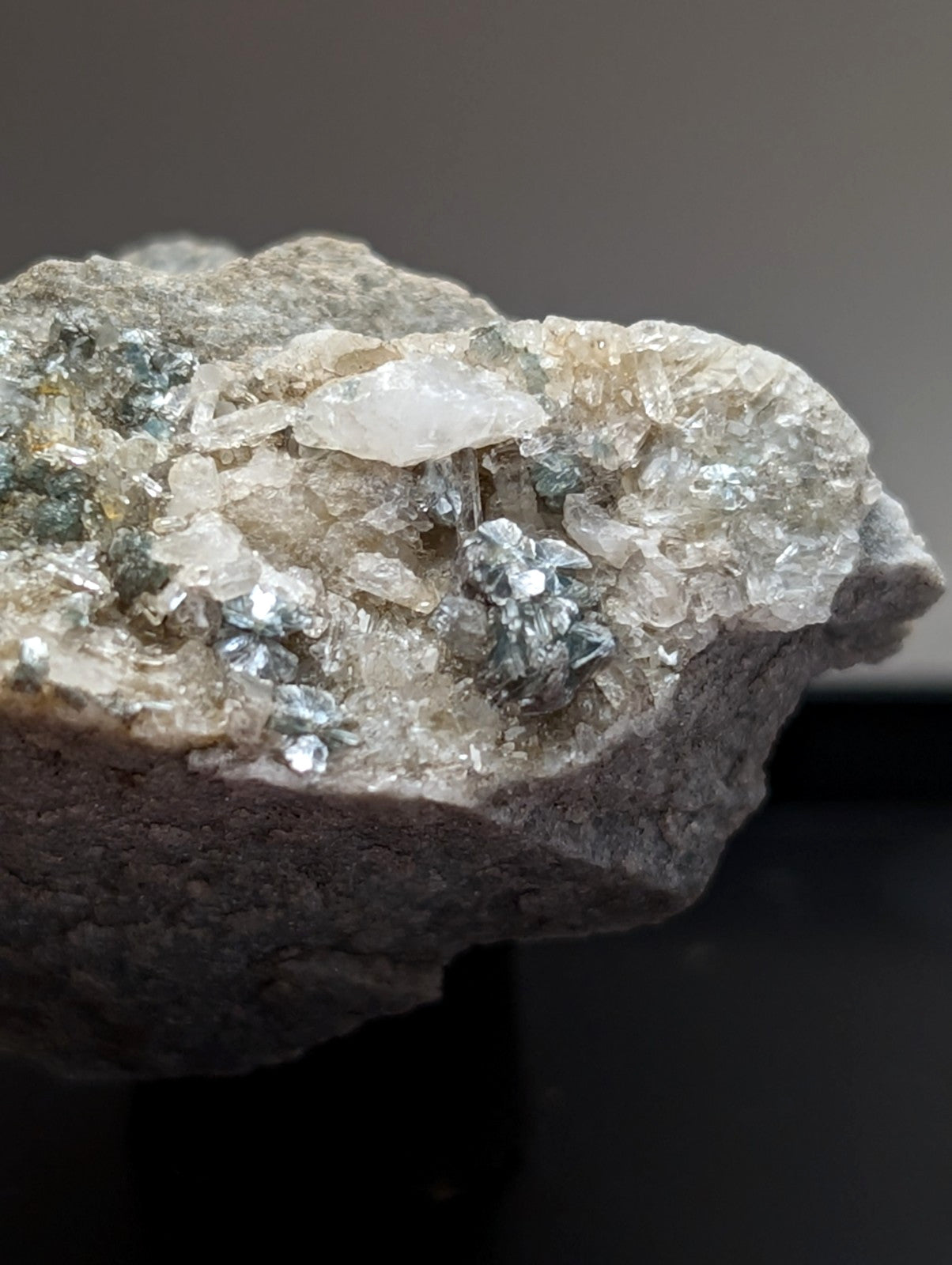 Blue-Green Cookeite on Quartz, Saline County, Arkansas, Old Stock, UV Reactive
