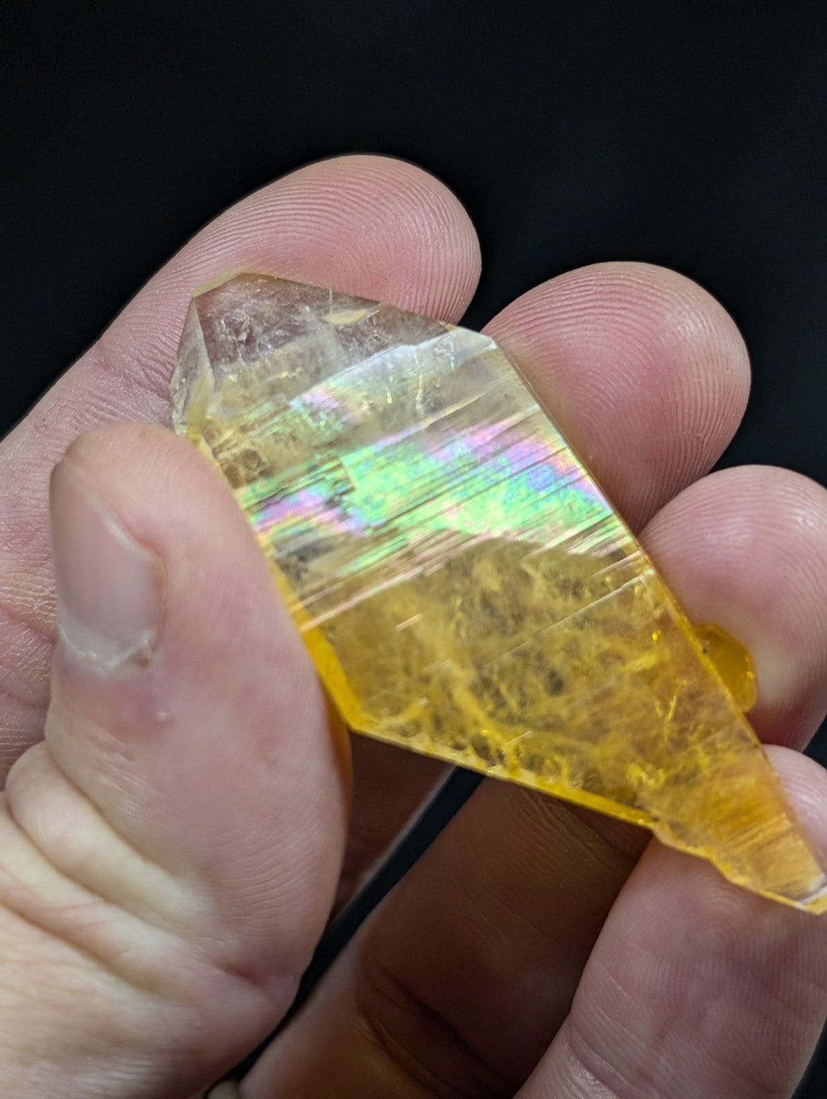 A+++ Rainbow Sheet Quartz Crystal Point, Old Stock, Garland County, Arkansas