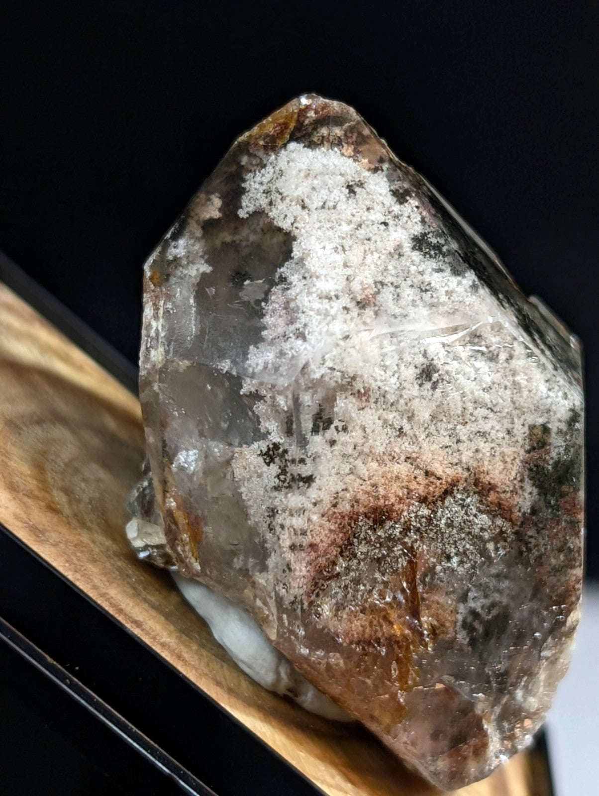 UNIQUE Phantom Quartz, w/ wood mount + photo case  - Garland County, Arkansas
