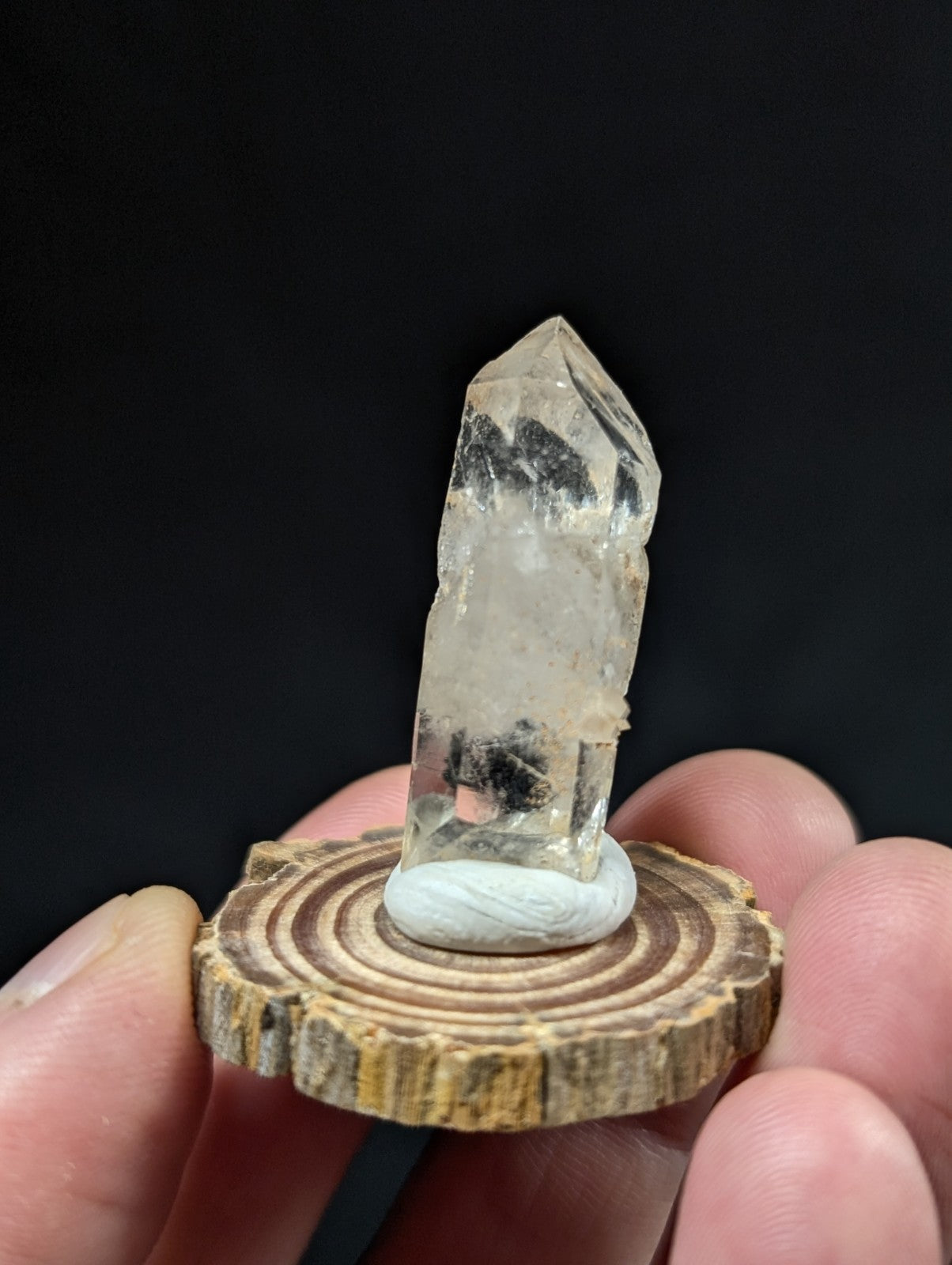 Quartz Crystal Point w/ Manganese inclusions, Montgomery Co. Arkansas, w/ base