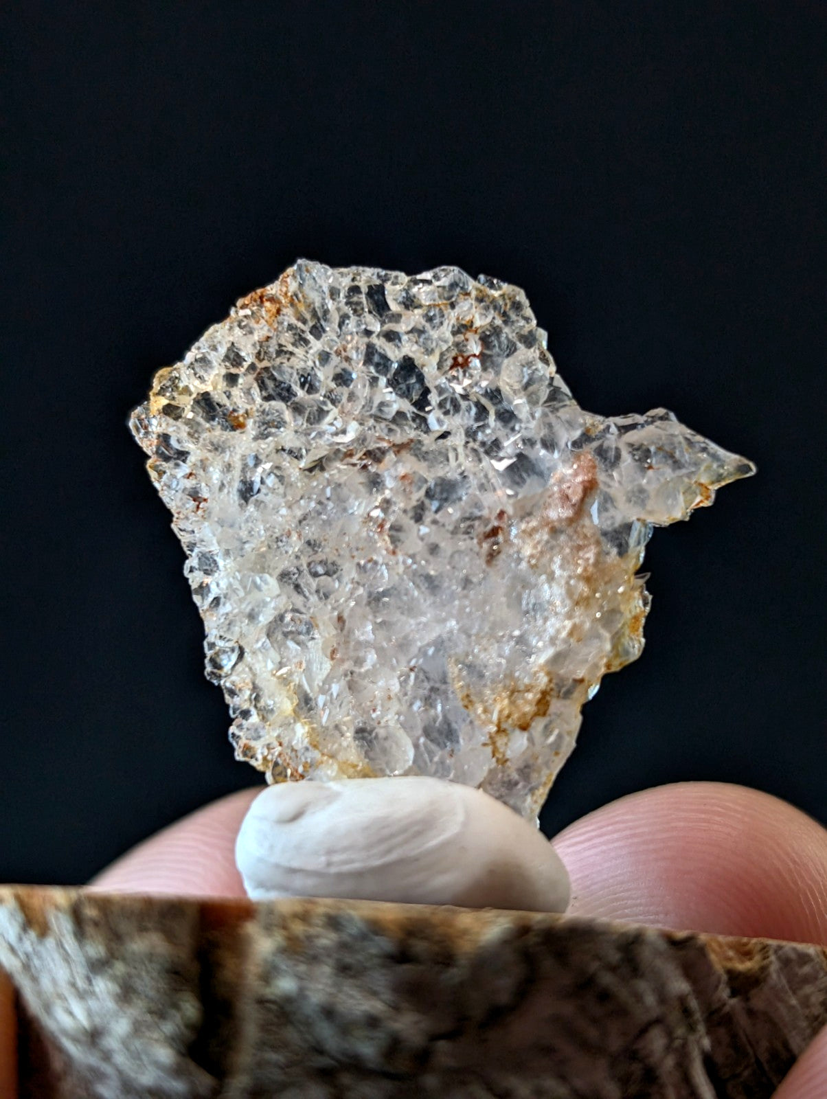 A+ Unique Quartz, Old Stock, Montgomery County, Arkansas, w/ natural wood base