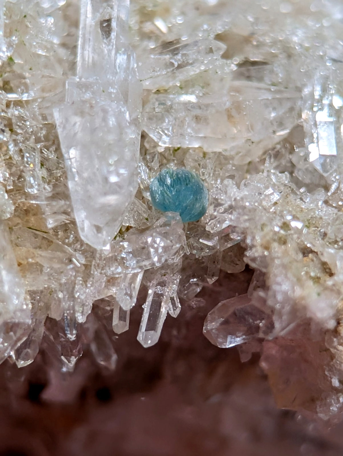 Blue-Green Cookeite on Solution Quartz, Saline County, Arkansas, Old Stock