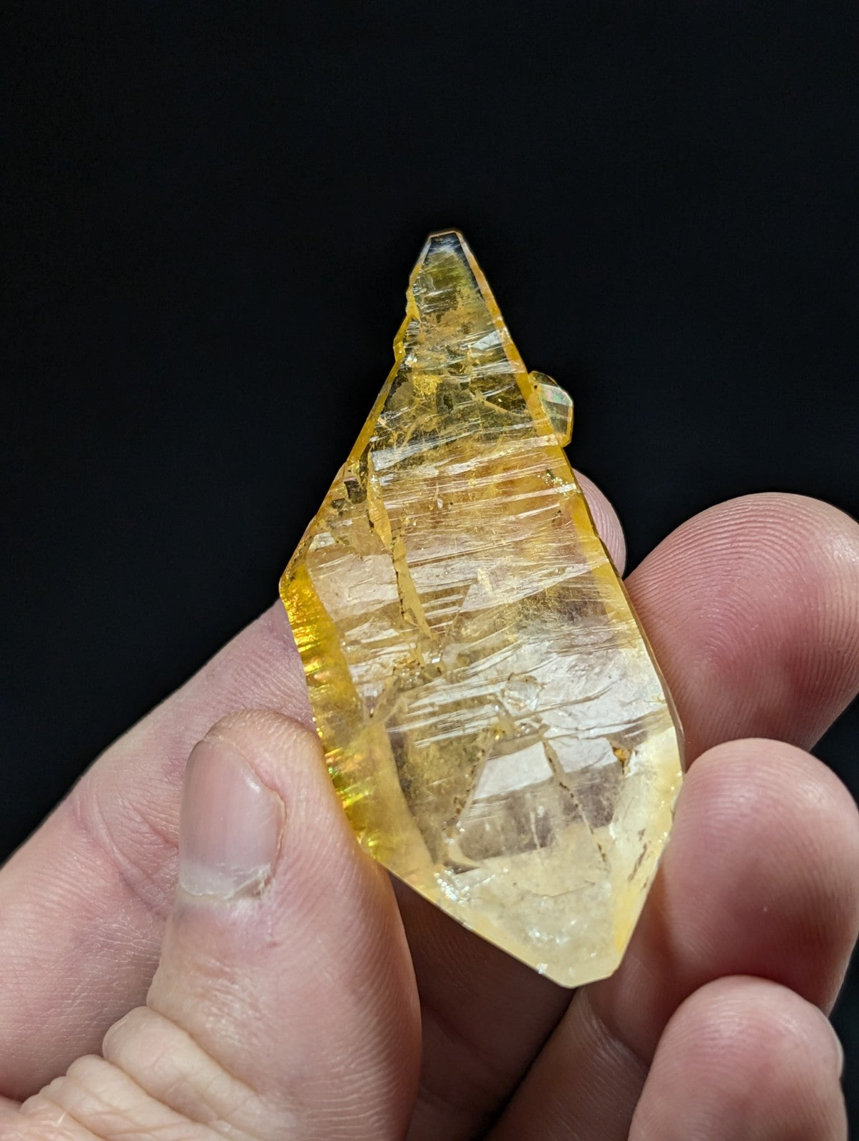 A+++ Rainbow Sheet Quartz Crystal Point, Old Stock, Garland County, Arkansas