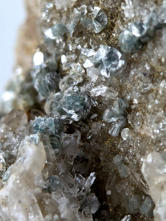 Blue-Green Cookeite on Quartz, Saline County, Arkansas, Old Stock, UV Reactive