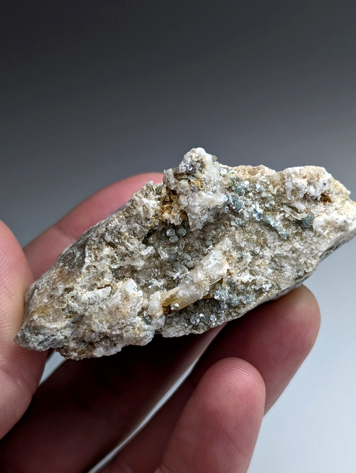 Blue-Green Cookeite on Quartz, Saline County, Arkansas, Old Stock, UV Reactive