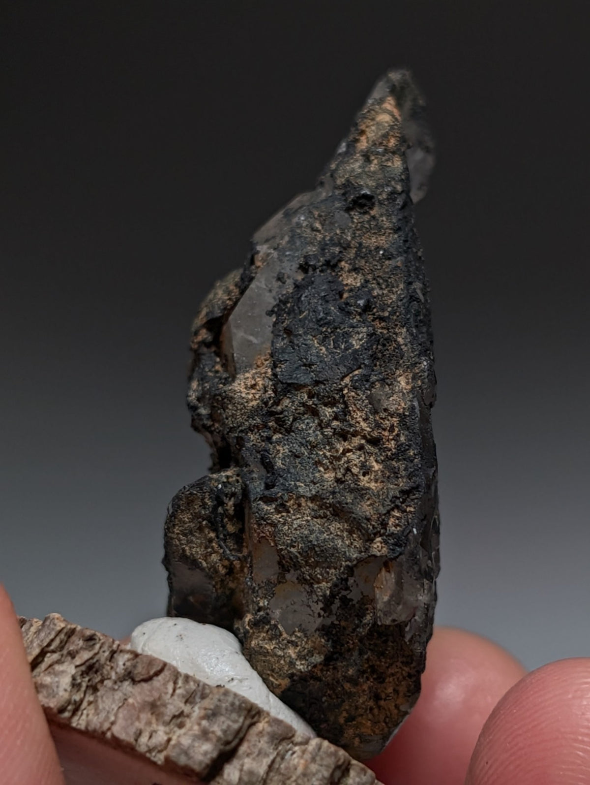 Unique Quartz Crystal with Manganese + Goethite, Montgomery County, Arkansas