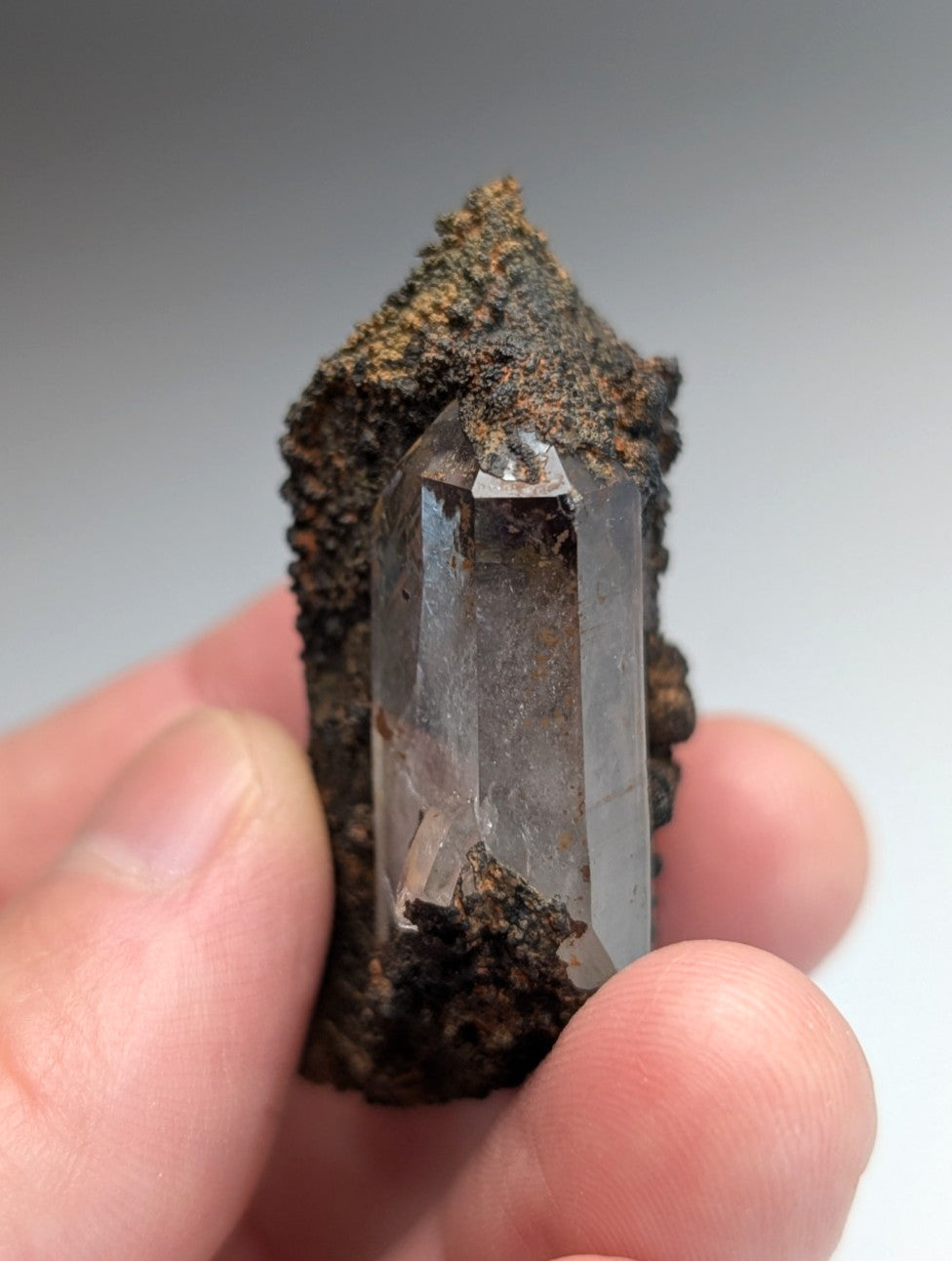 VERY Unique Goethite-capped Quartz Crystal, Montgomery County, Arkansas, USA
