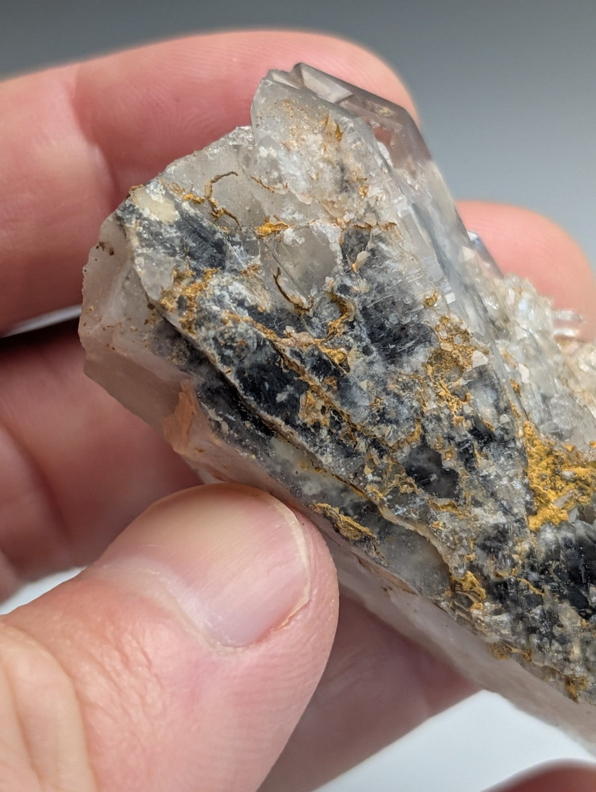 Unique Quartz Crystal with Nacrite Inclusions, Montgomery County, Arkansas, USA