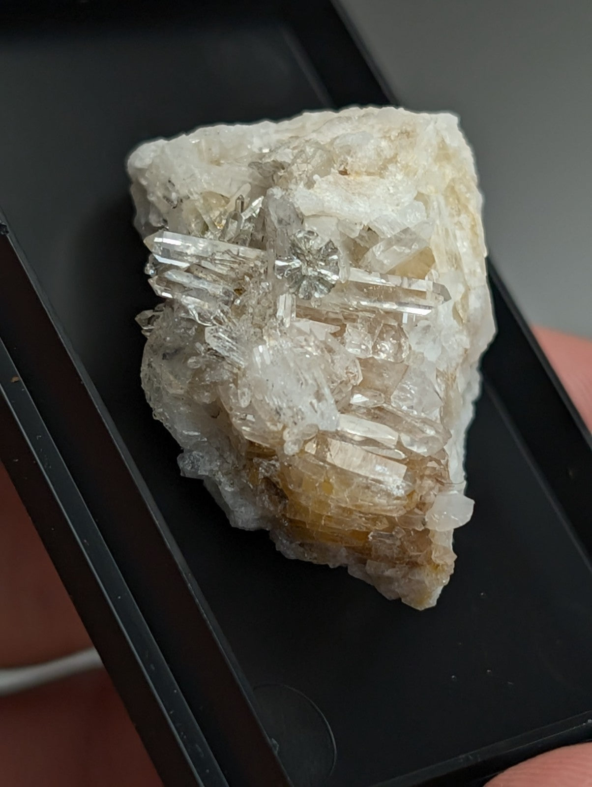 Cookeite on Quartz Crystal, Saline County, Arkansas, Old Stock, w/ photo case
