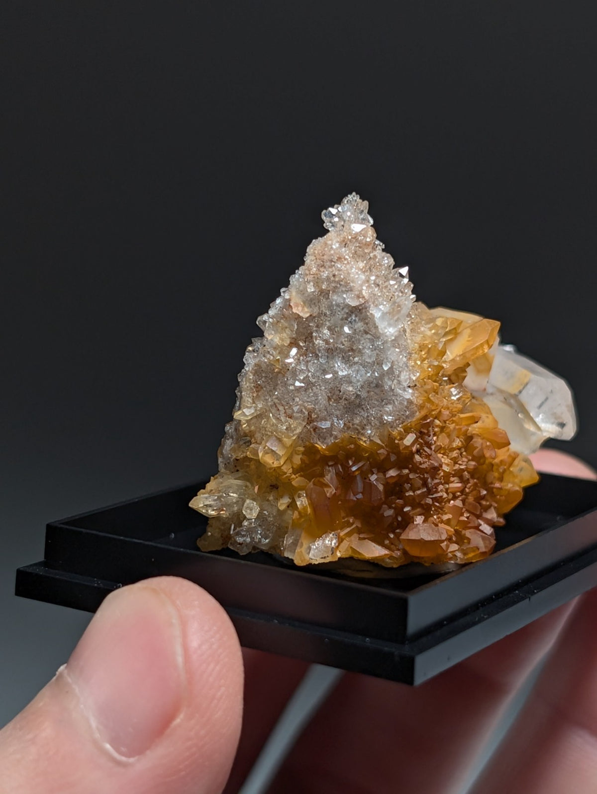 Pyramid Quartz Crystal Cluster, w/ photo case/mount, Montgomery County, Arkansas