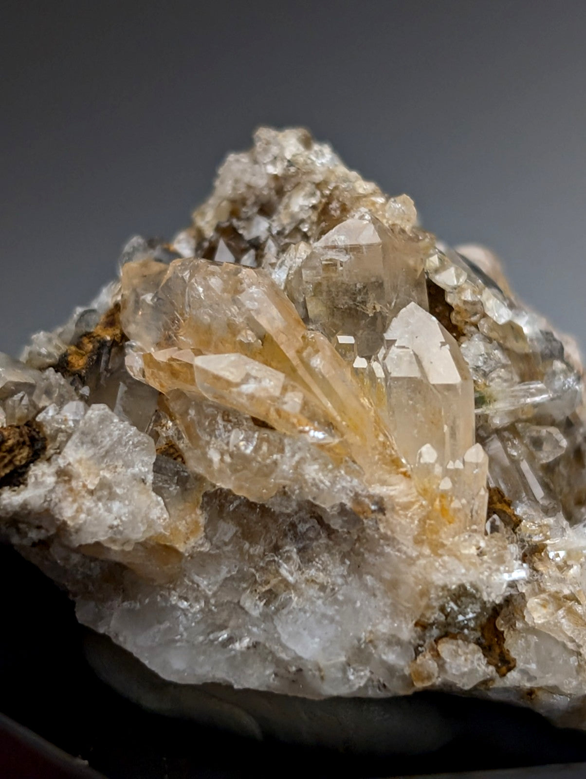 Quartz Crystal Cluster, w/ photo case/mount,  Saline County, Arkansas, Old Stock