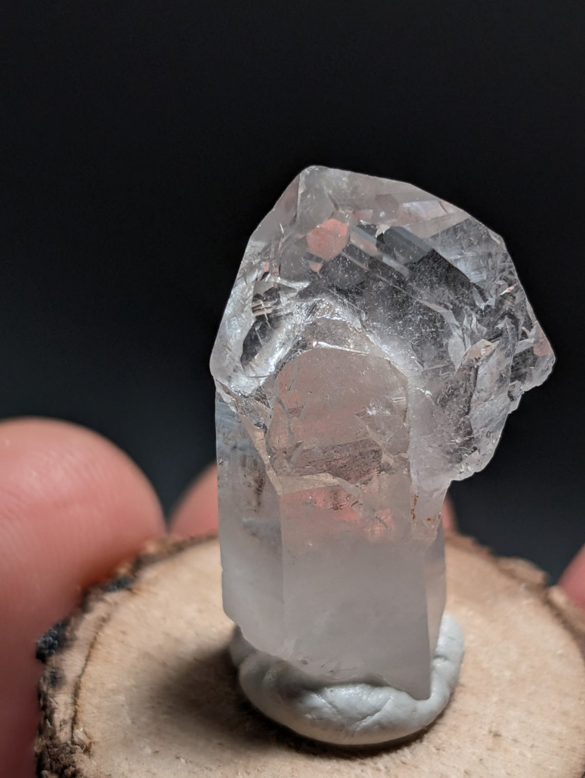 A+ Quartz Crystal Oddity, Montgomery County, Arkansas, w/ natural wood base