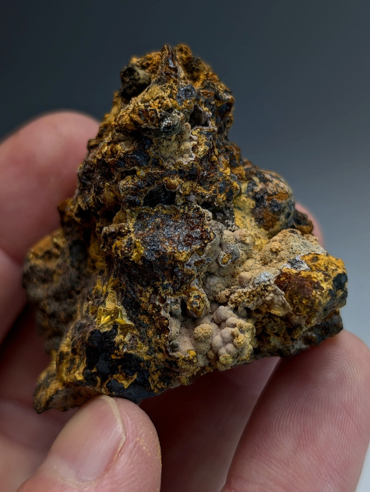 Super Rare Strengite + Cacoxenite, etc, Coon Creek Mine, Polk Co, Arkansas, USA