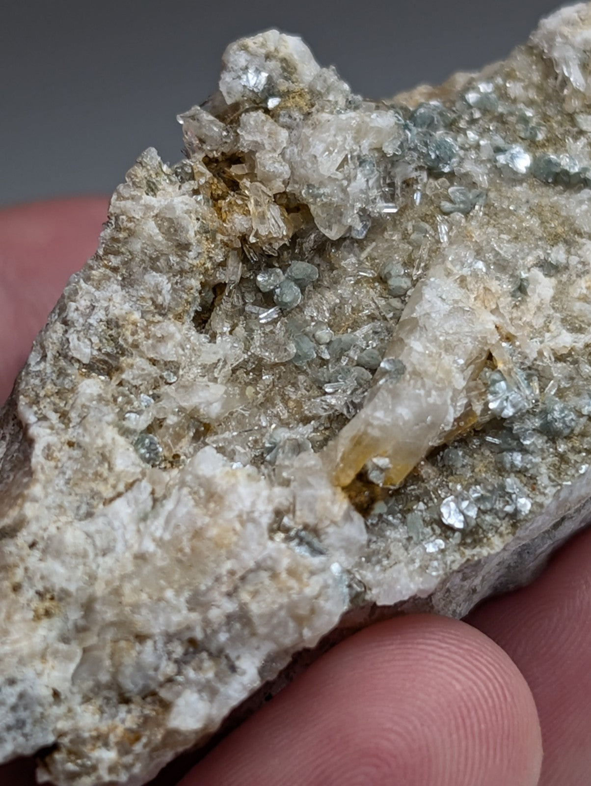 Blue-Green Cookeite on Quartz, Saline County, Arkansas, Old Stock, UV Reactive