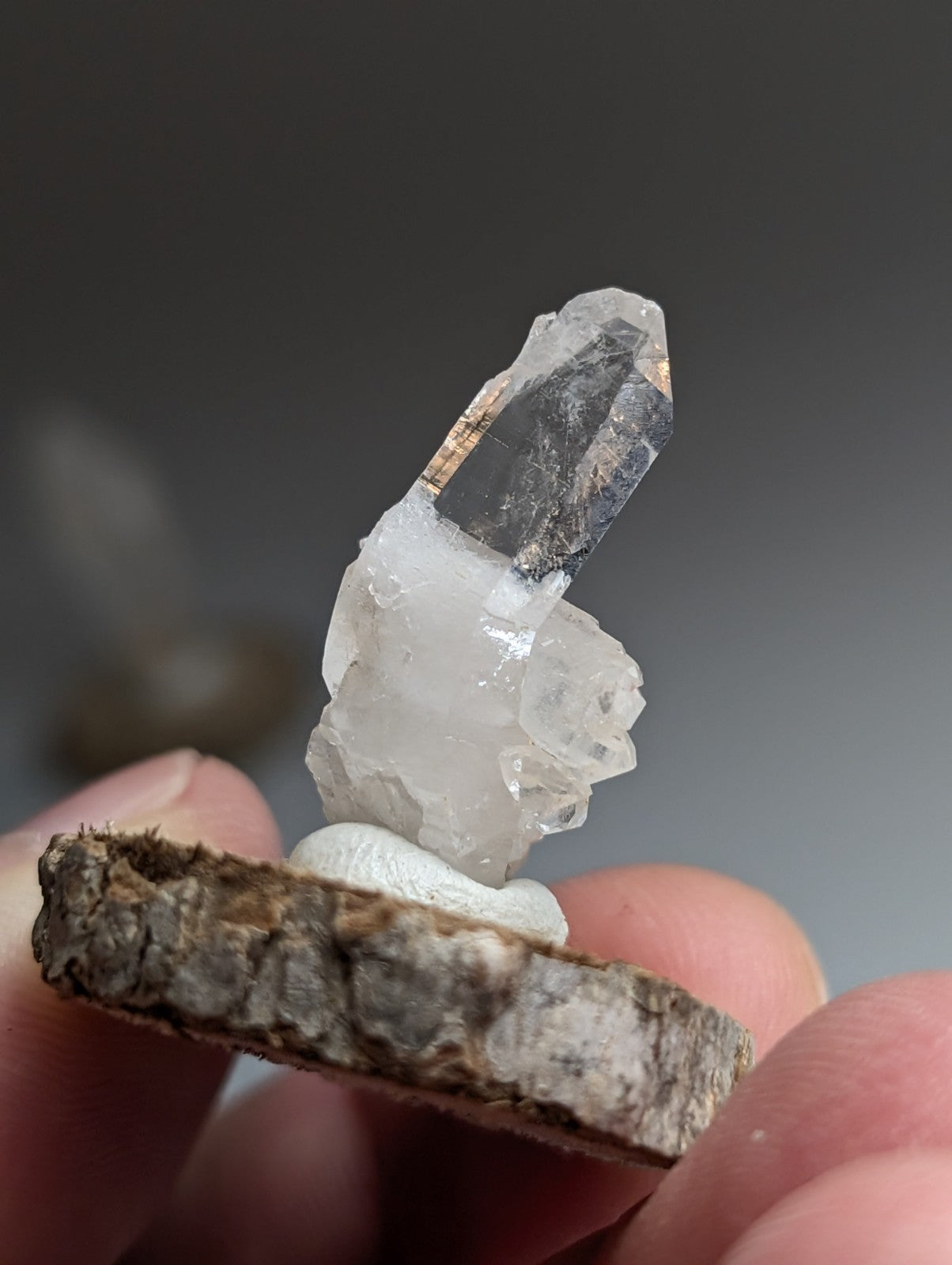 Set of 3 Unique Quartz, Old Stock, Montgomery County, Arkansas, w/ wood bases