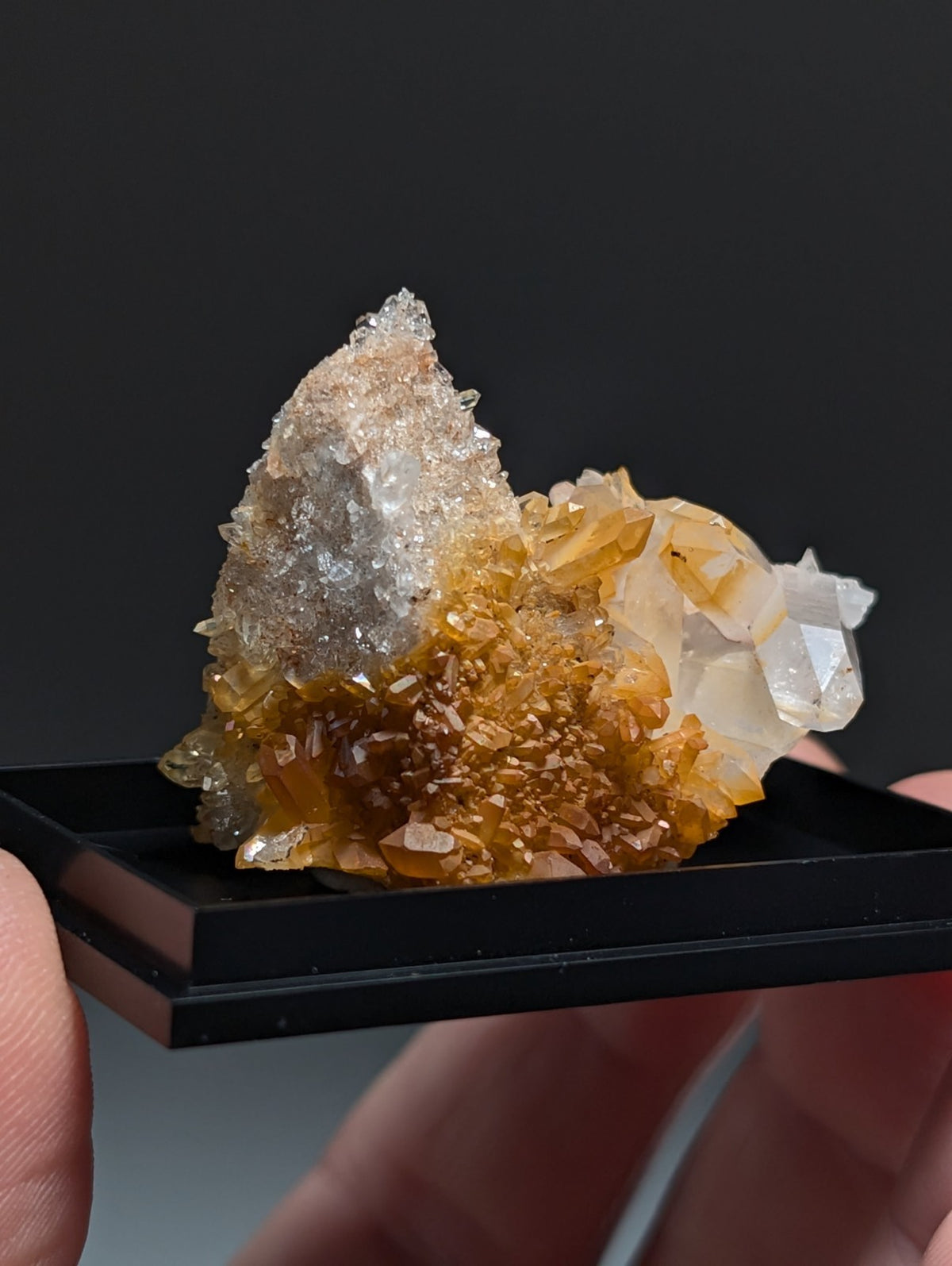 Pyramid Quartz Crystal Cluster, w/ photo case/mount, Montgomery County, Arkansas