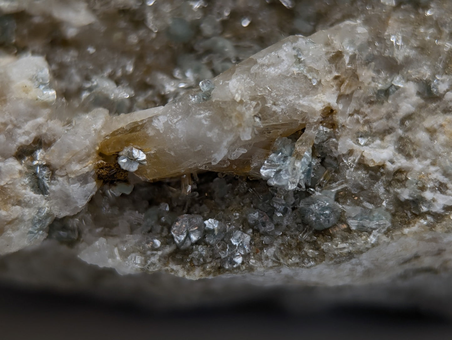 Blue-Green Cookeite on Quartz, Saline County, Arkansas, Old Stock, UV Reactive