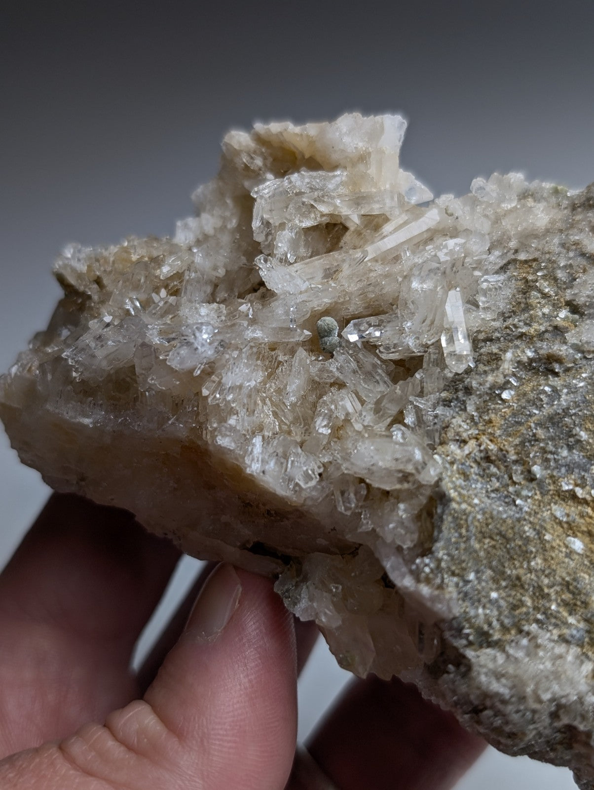 Blue-Green Cookeite on Quartz, Saline County, Arkansas, Old Stock, UV Reactive