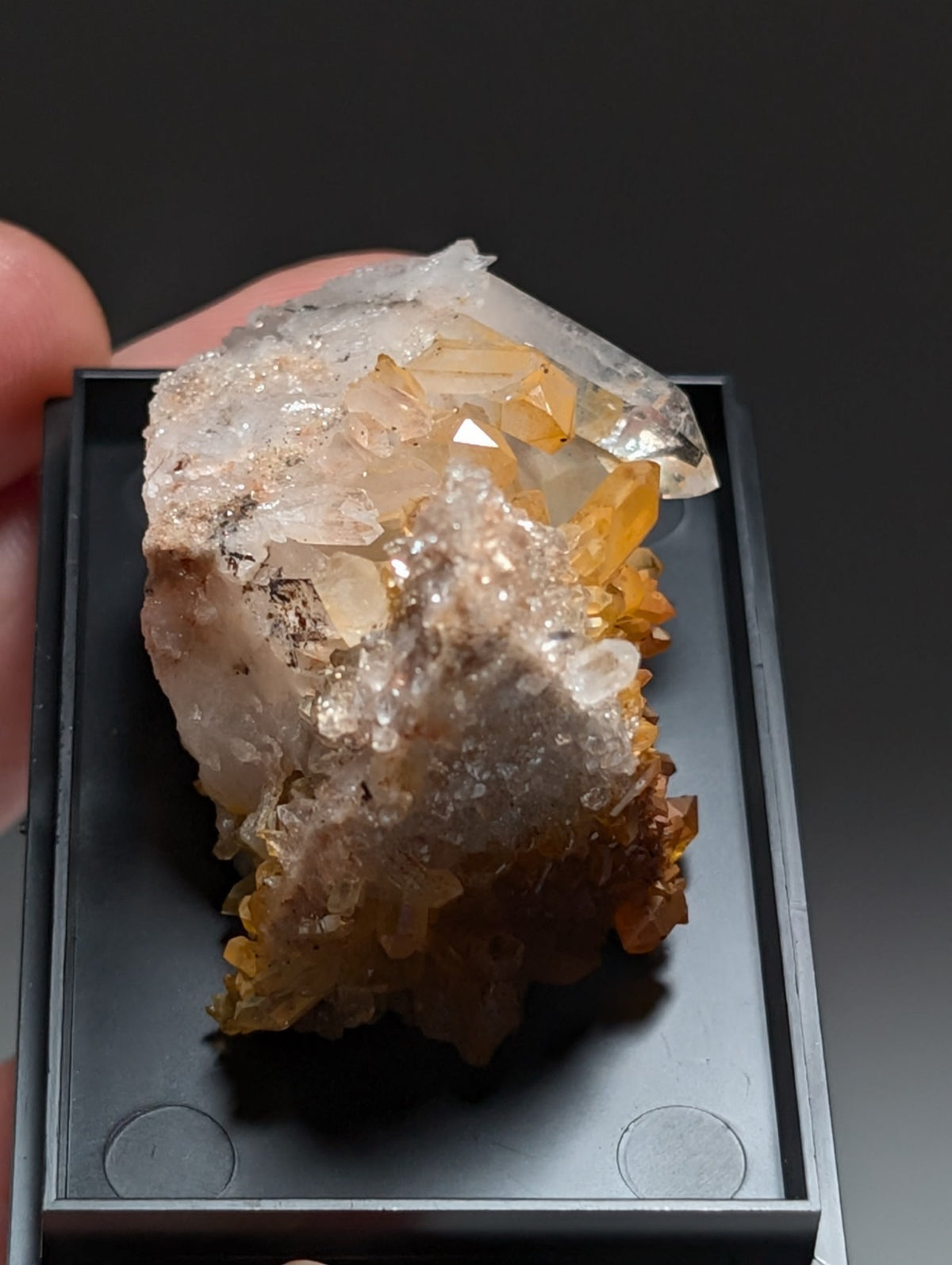Pyramid Quartz Crystal Cluster, w/ photo case/mount, Montgomery County, Arkansas