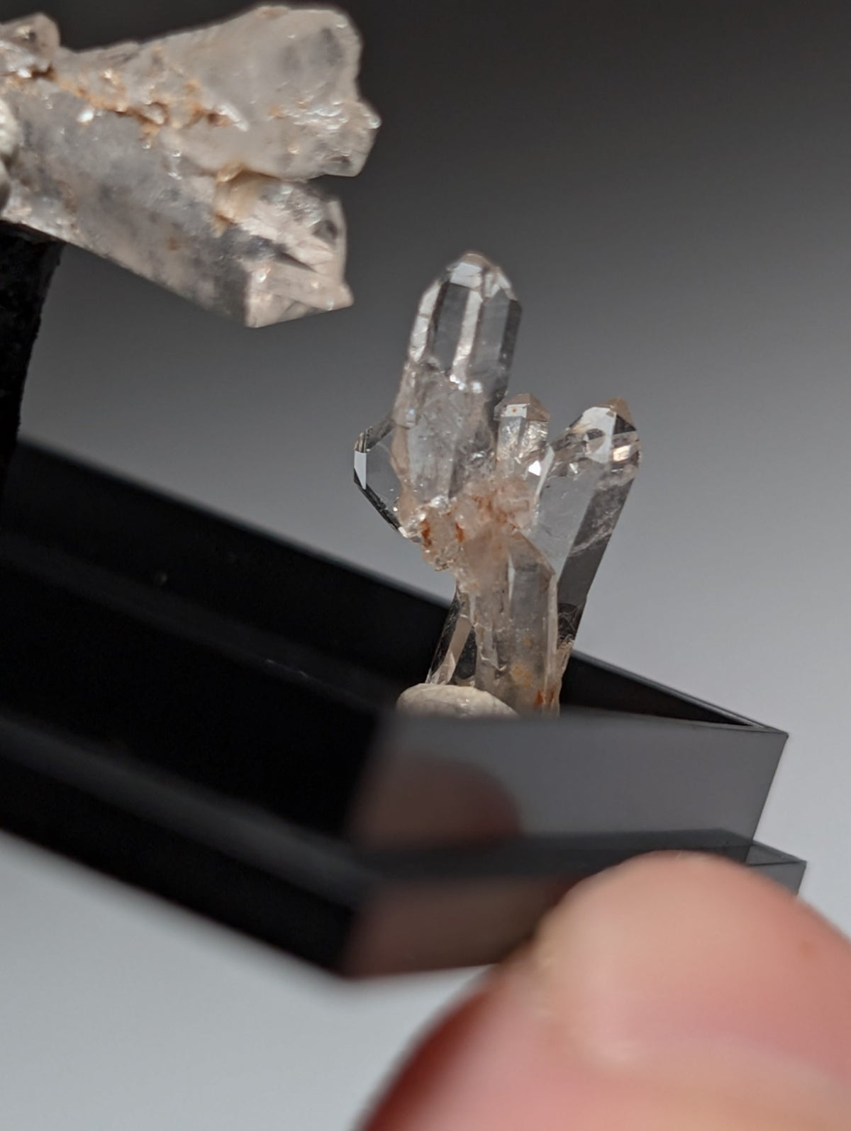 Set of 3 Faden Quartz Crystals, w/ photo case/mount, Montgomery County, Arkansas