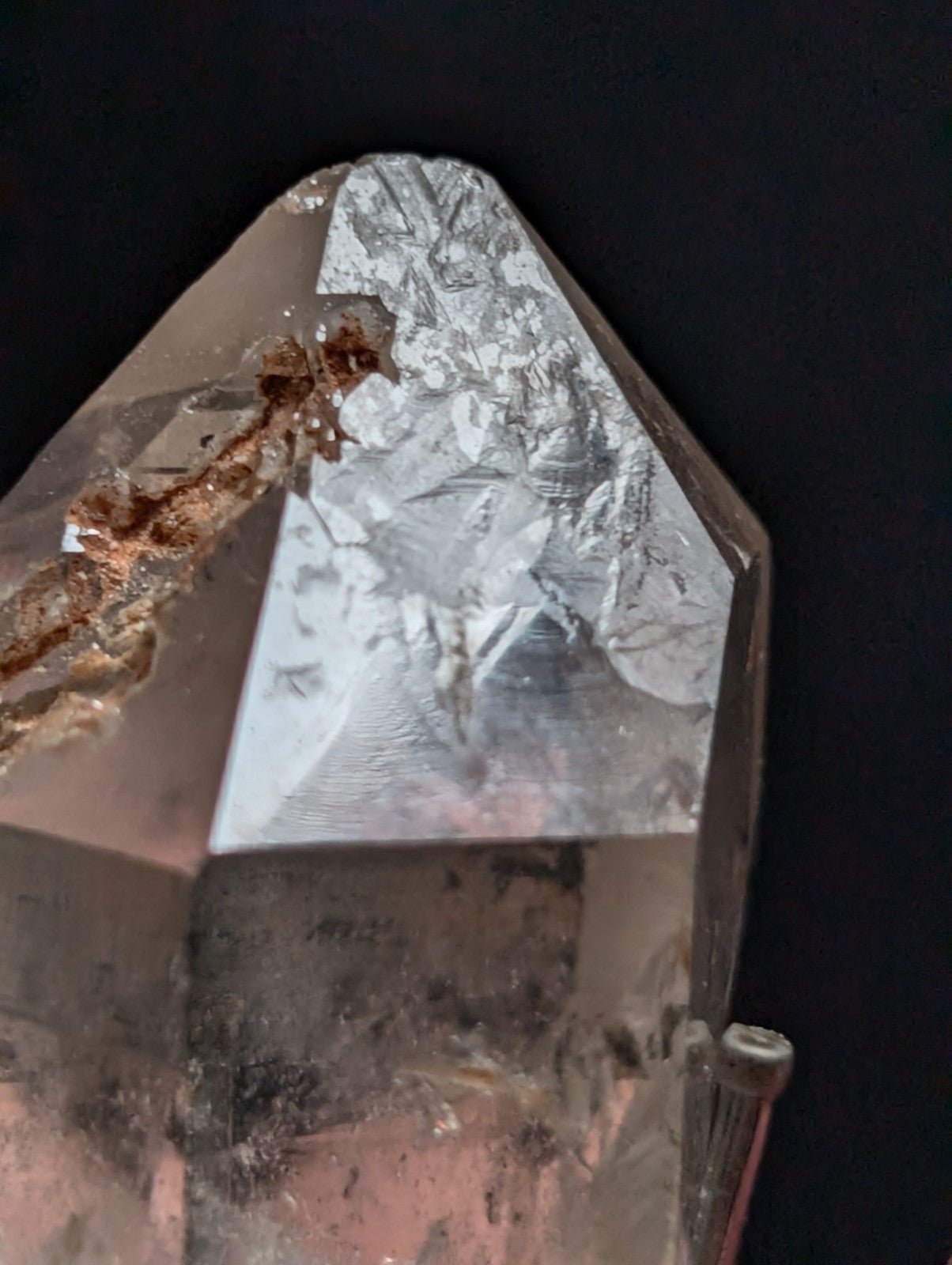 A+ Nacrite Phantom Quartz, Old Stock, Montgomery County, Arkansas, w/ wood base