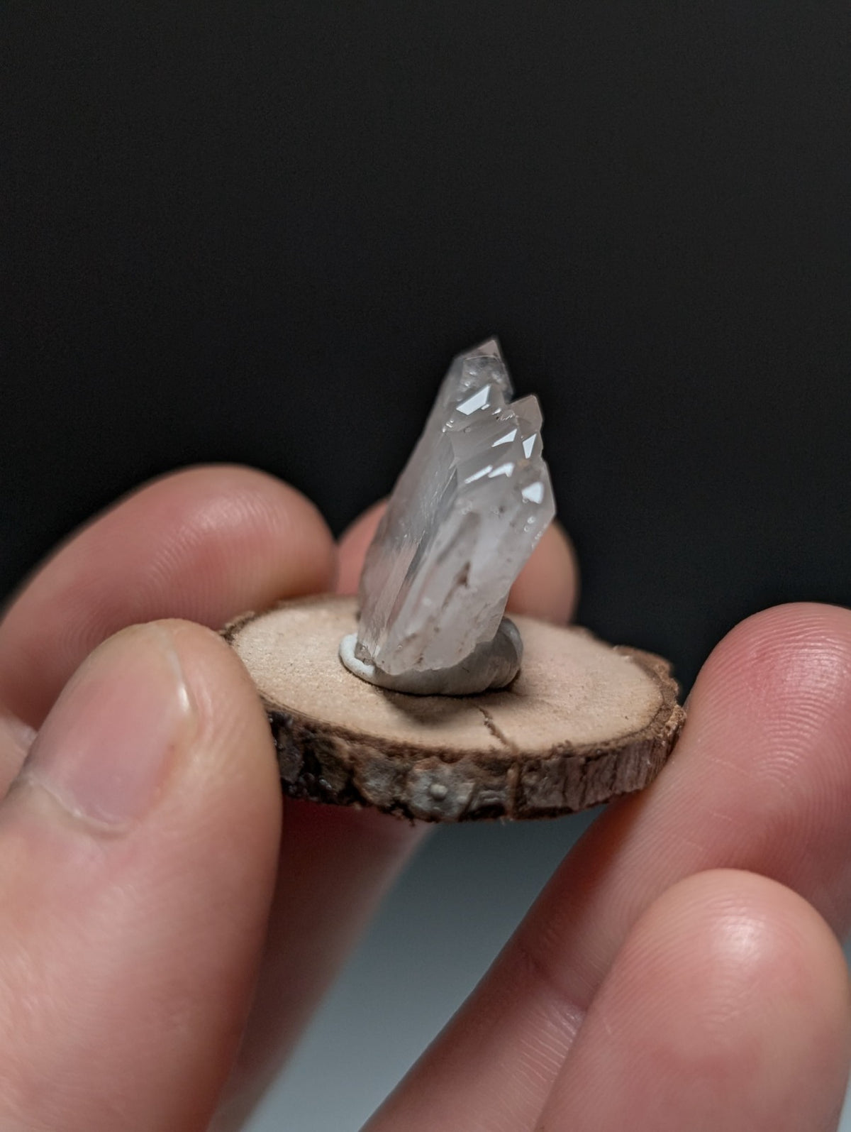 Parallel Growth Quartz Crystal, Montgomery County, Arkansas, w/natural wood base