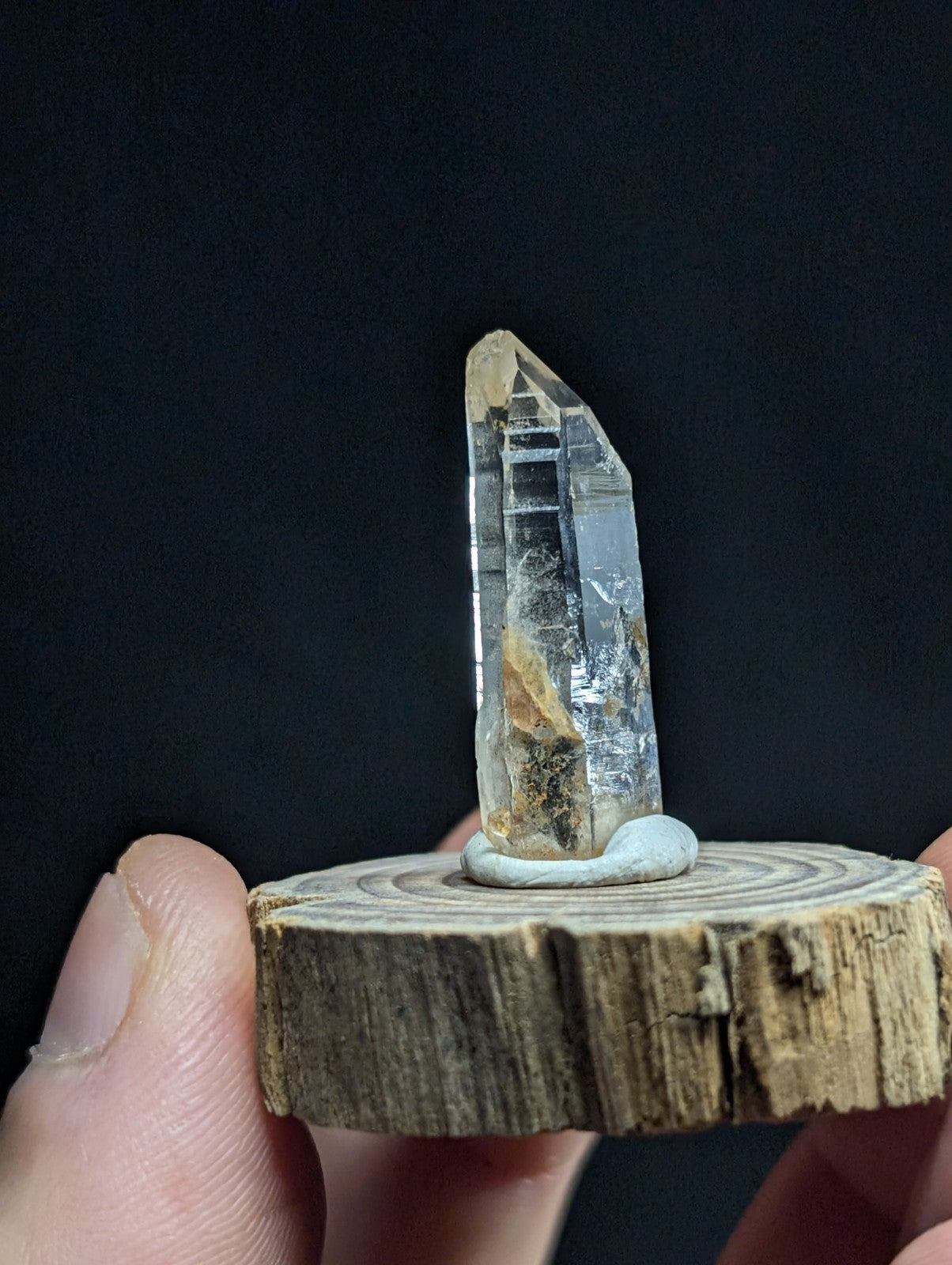 Phantom Quartz Crystal Point, Old Stock, Montgomery County, Arkansas, w/ base