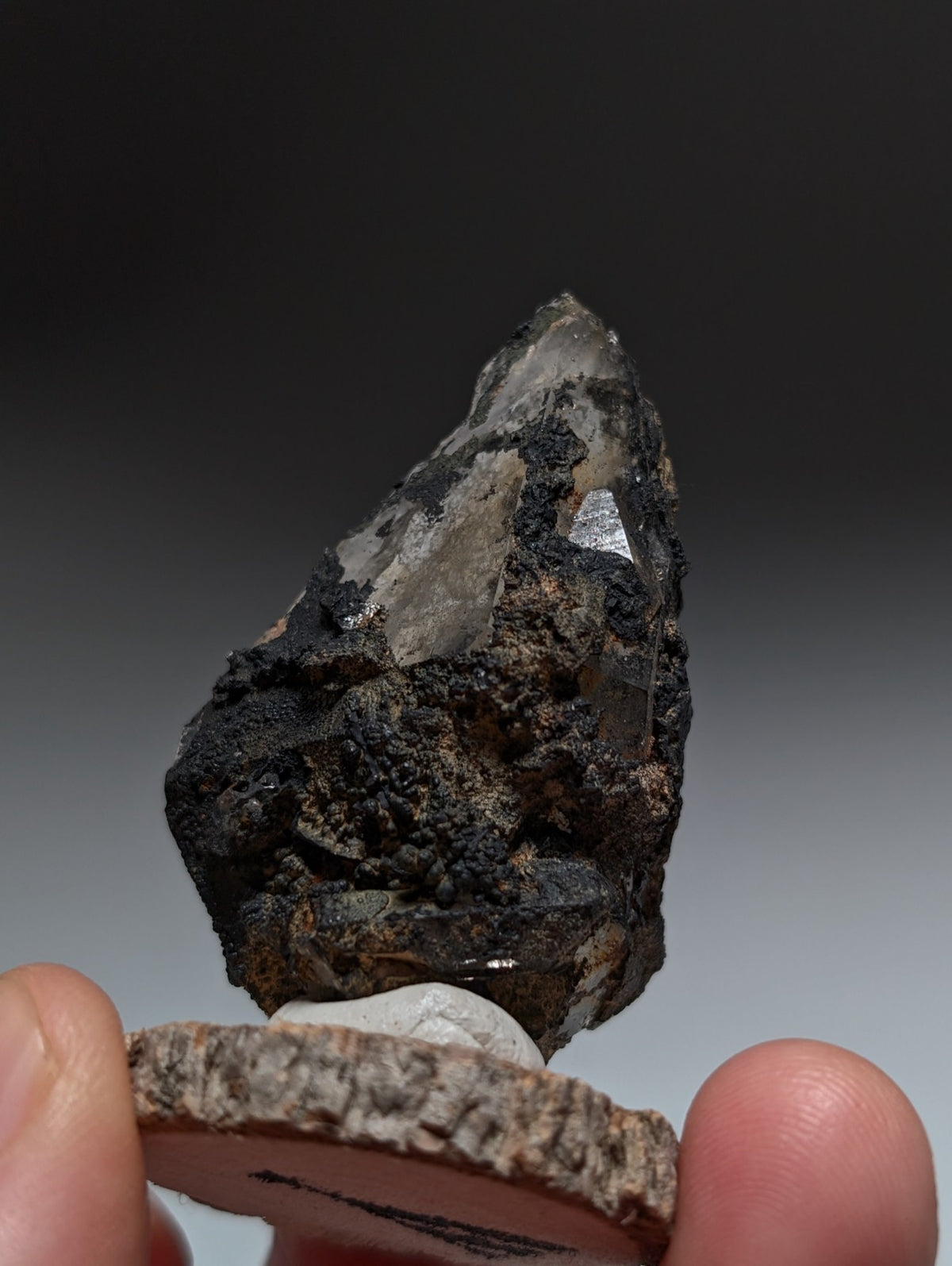 Unique Quartz Crystal with Manganese + Goethite, Montgomery County, Arkansas