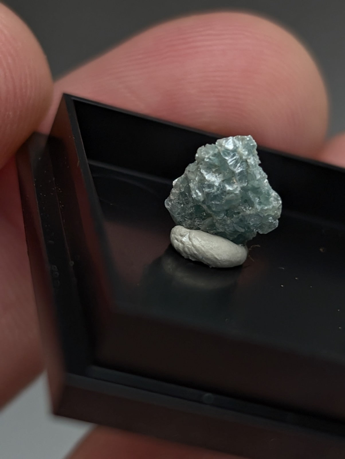 Set of Blue-Green Cookeite + Quartz, Saline County, Arkansas, Old Stock, + case