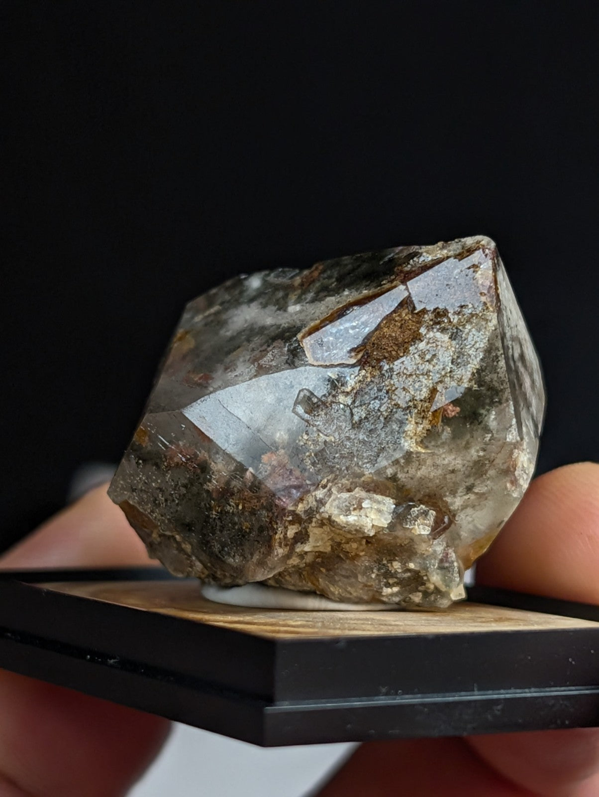 UNIQUE Phantom Quartz, w/ wood mount + photo case  - Garland County, Arkansas