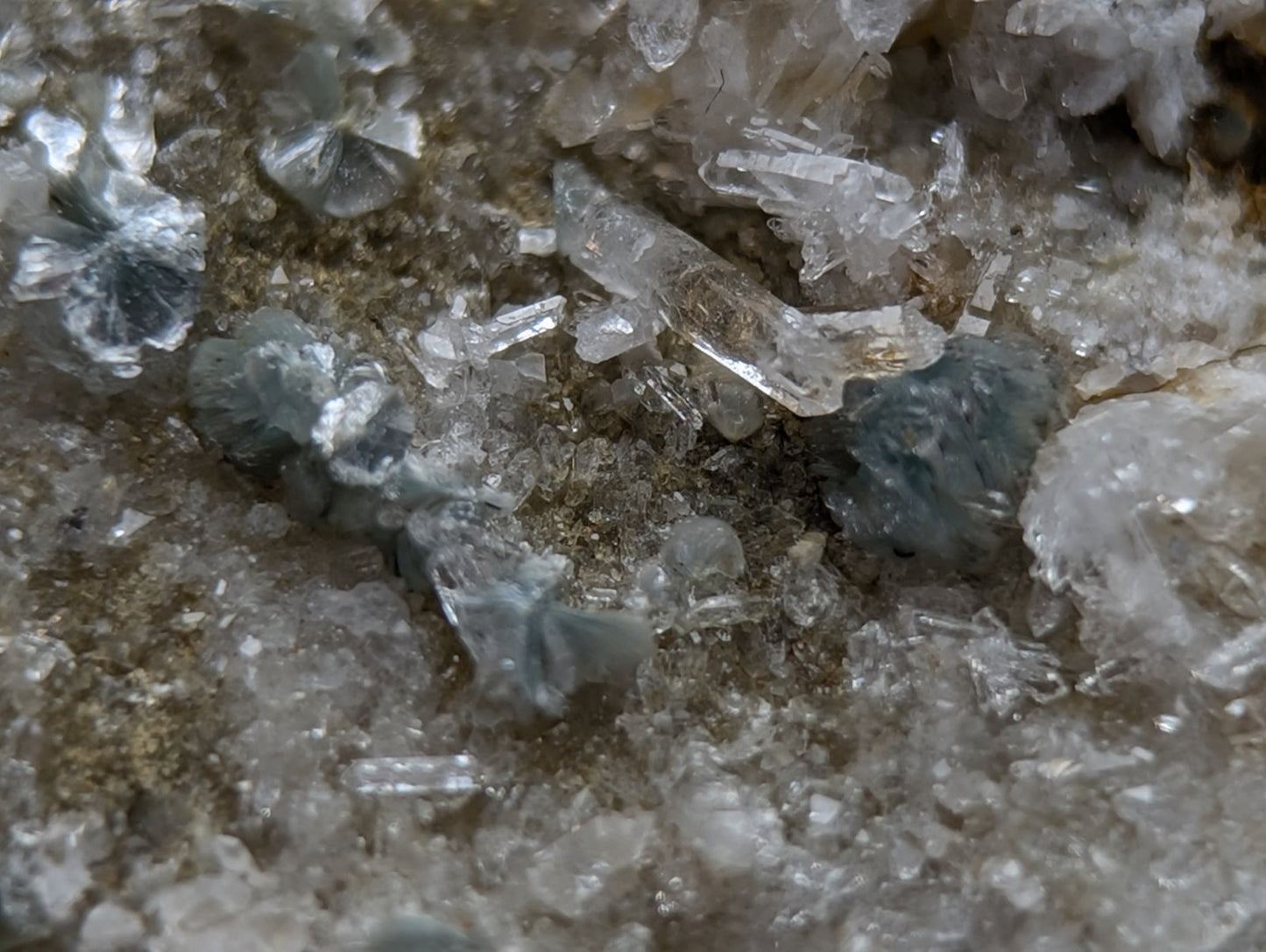Blue-Green Cookeite on Quartz, Saline County, Arkansas, Old Stock, UV Reactive