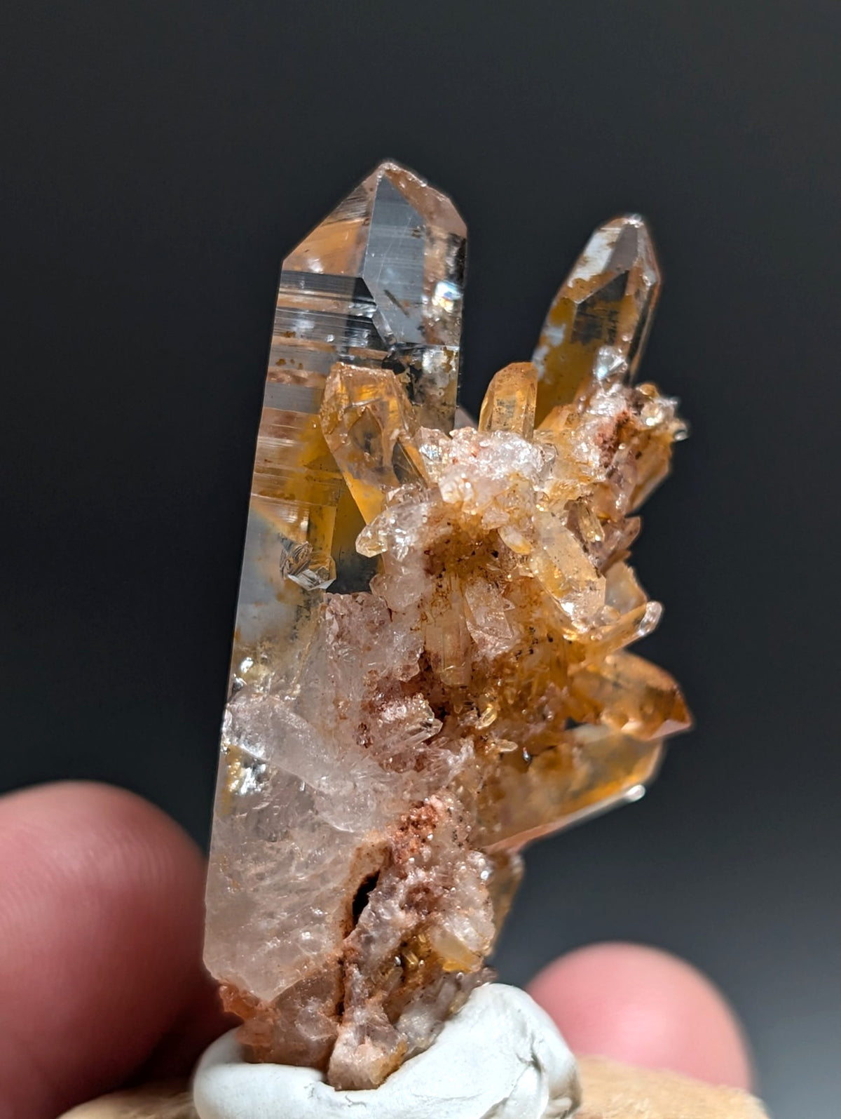 A+ Clear Quartz Crystal Cluster, Garland County, Arkansas, w/ natural wood base