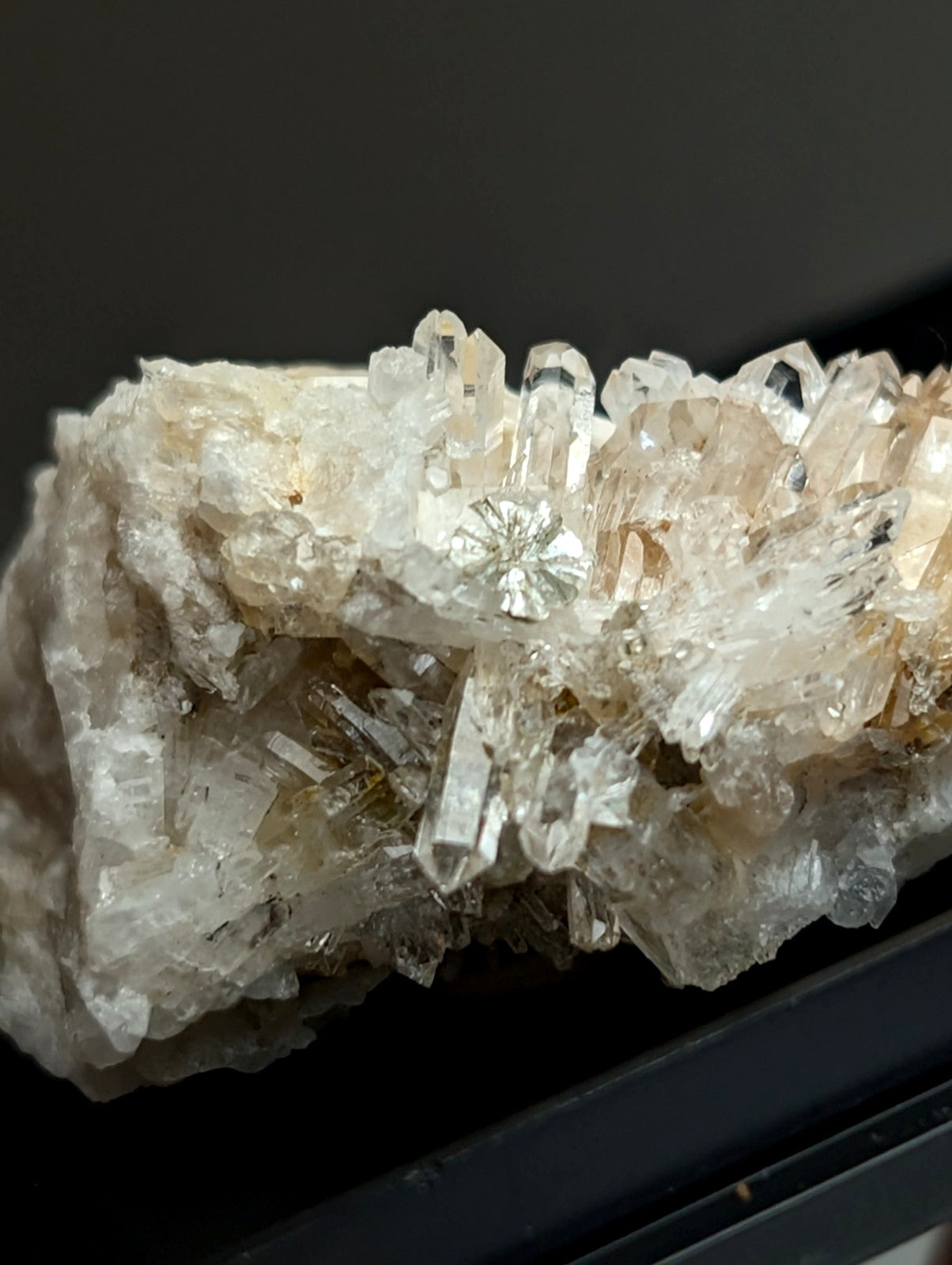 Cookeite on Quartz Crystal, Saline County, Arkansas, Old Stock, w/ photo case