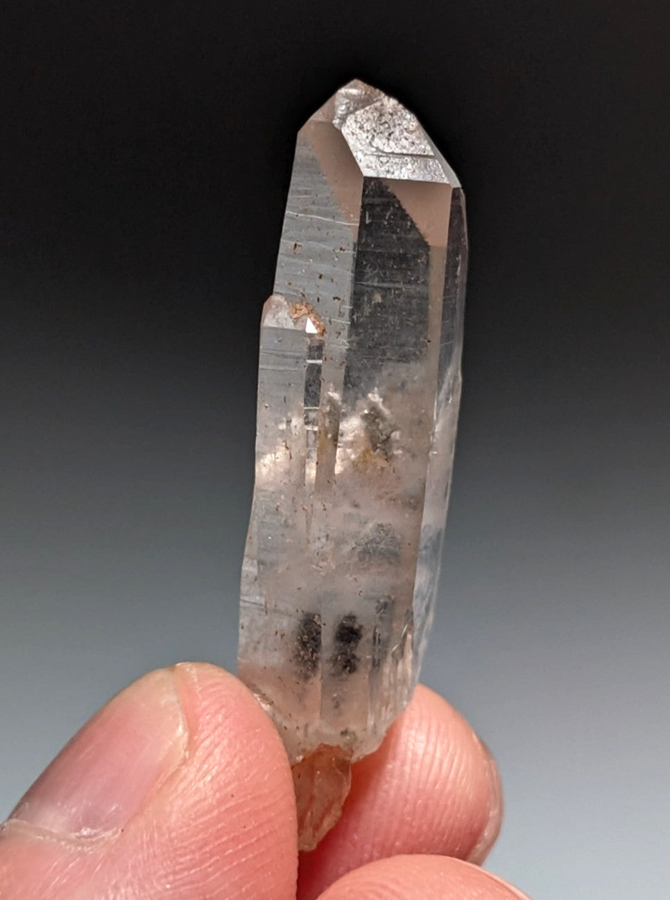 Nacrite + Manganese included Quartz Crystal Point, Arkansas, USA, Rare