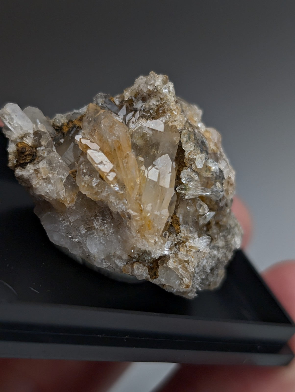 Quartz Crystal Cluster, w/ photo case/mount,  Saline County, Arkansas, Old Stock