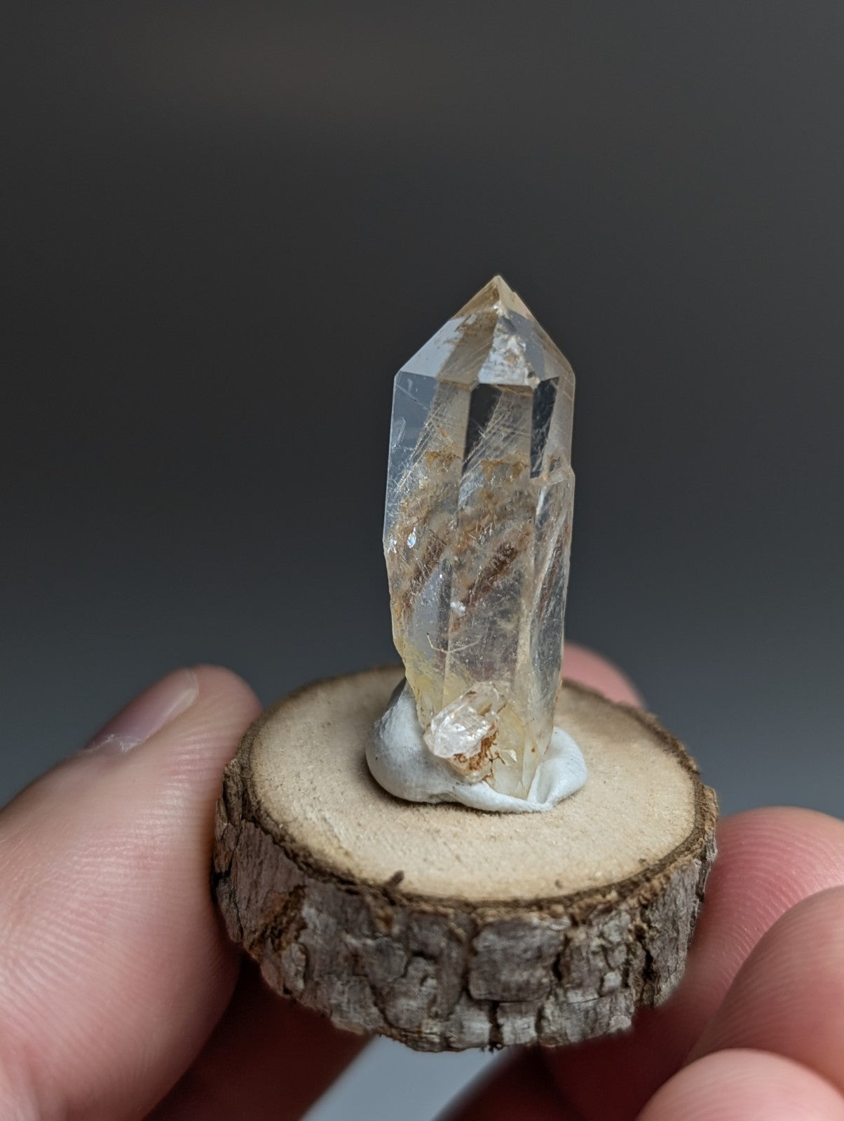 VERY Unique Quartz Point, Old Stock, Montgomery County, Arkansas, w/ wood base