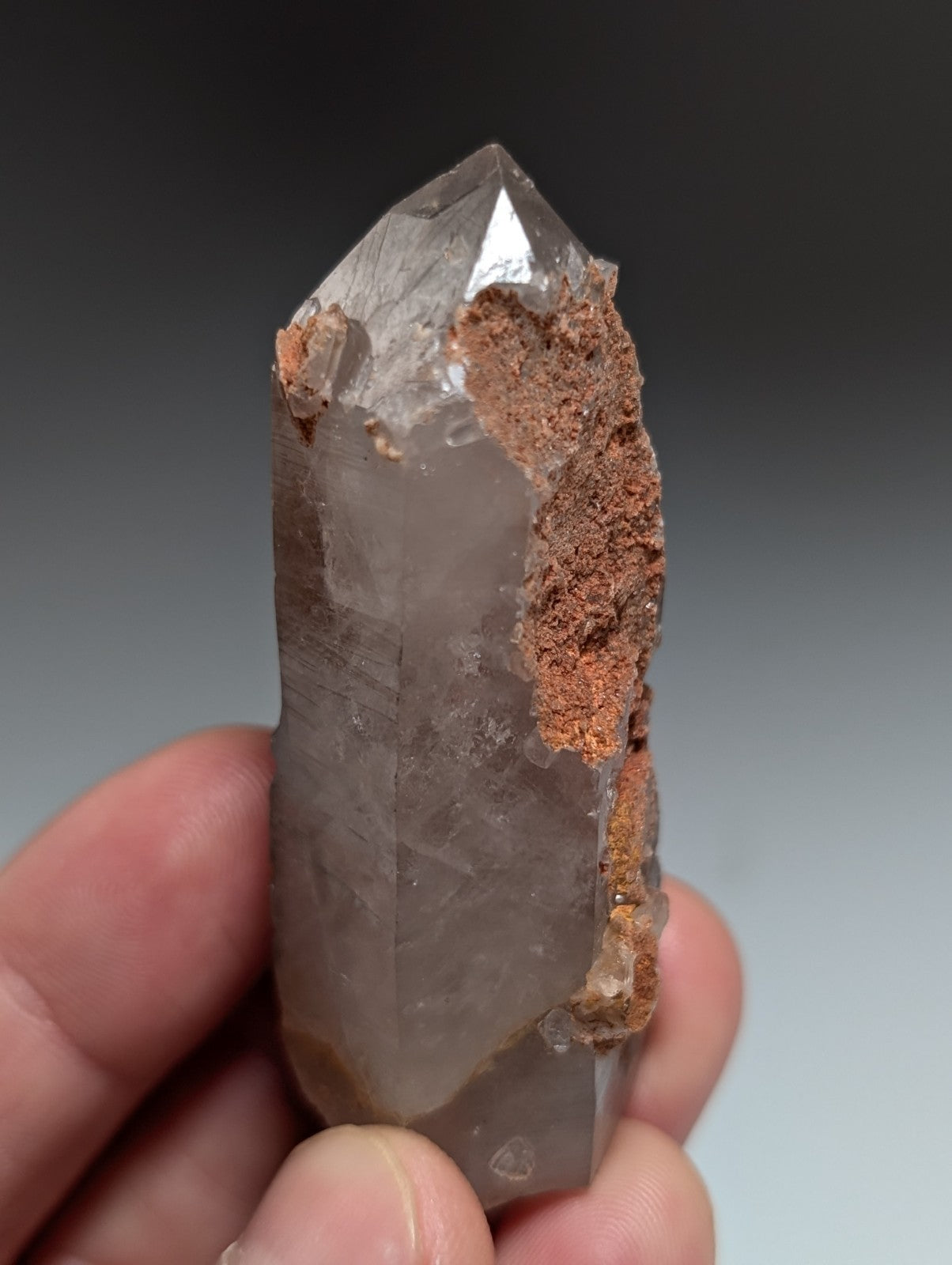 Smoky Growth Interference Quartz Crystal Point, Montgomery County, Arkansas